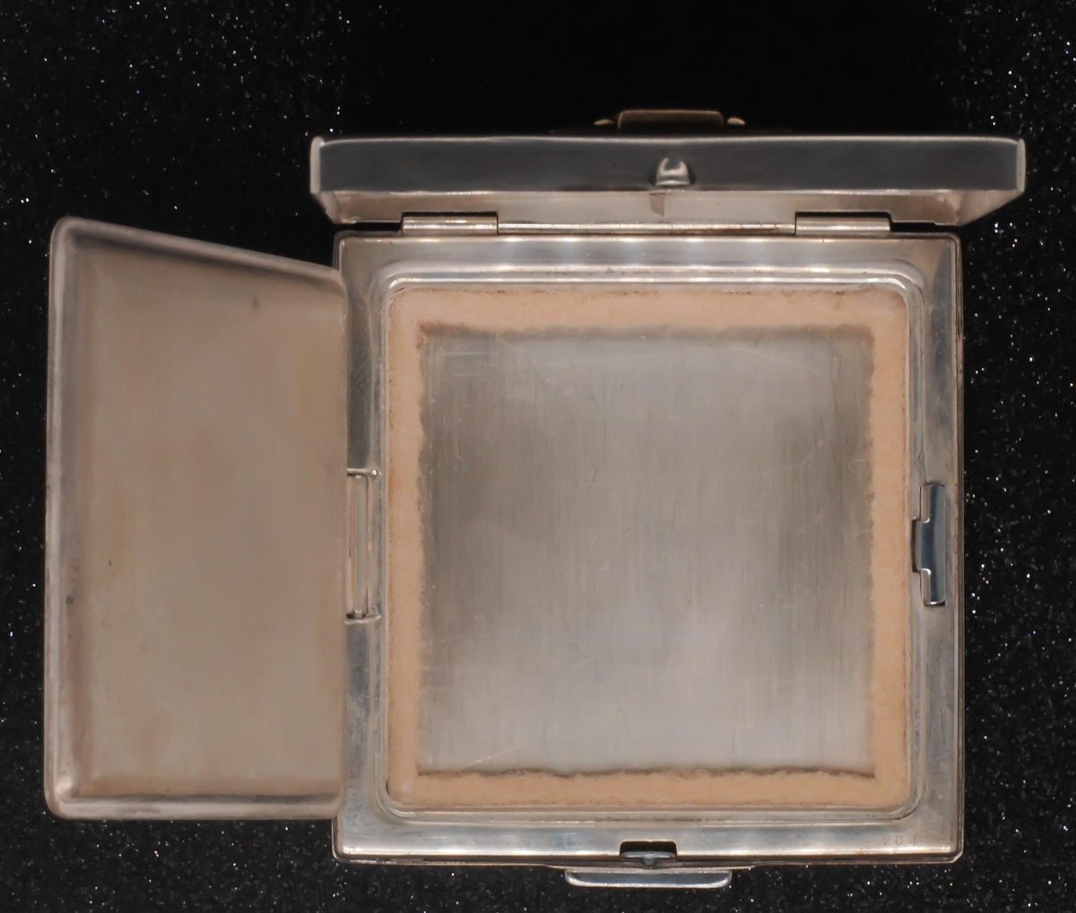 Estate 1930s Art Deco CARTIER 14K Gold and Silver Mirror Compact with Sapphires
