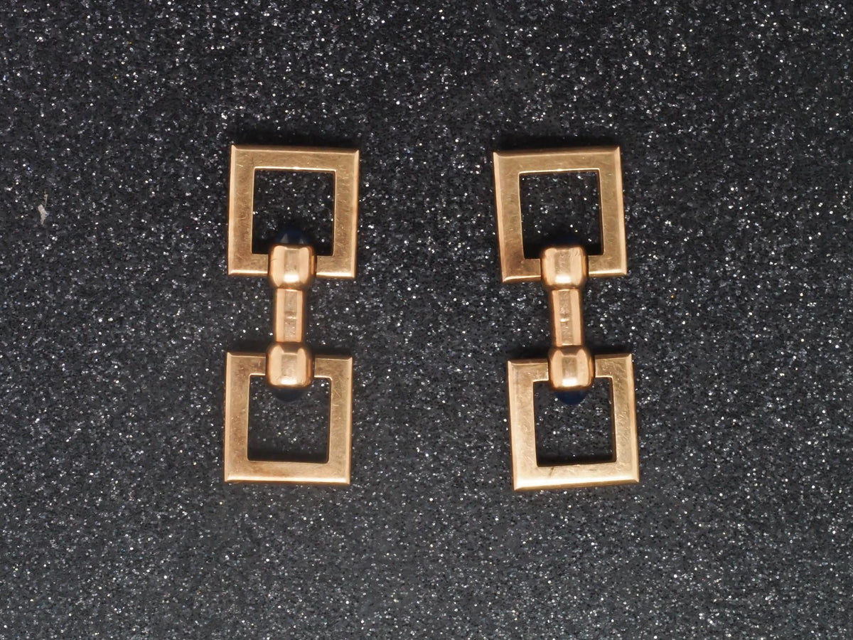 Estate 1930s 14K Yellow Gold CARTIER Cufflinks with Sapphires - VHK#716a