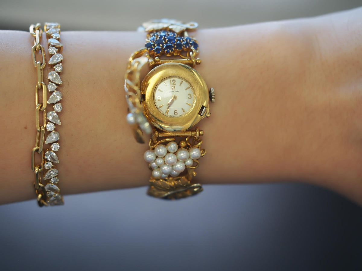 Estate Vintage 18K Yellow Gold PEEK A BOO watch by OMEGA - VHK#344a