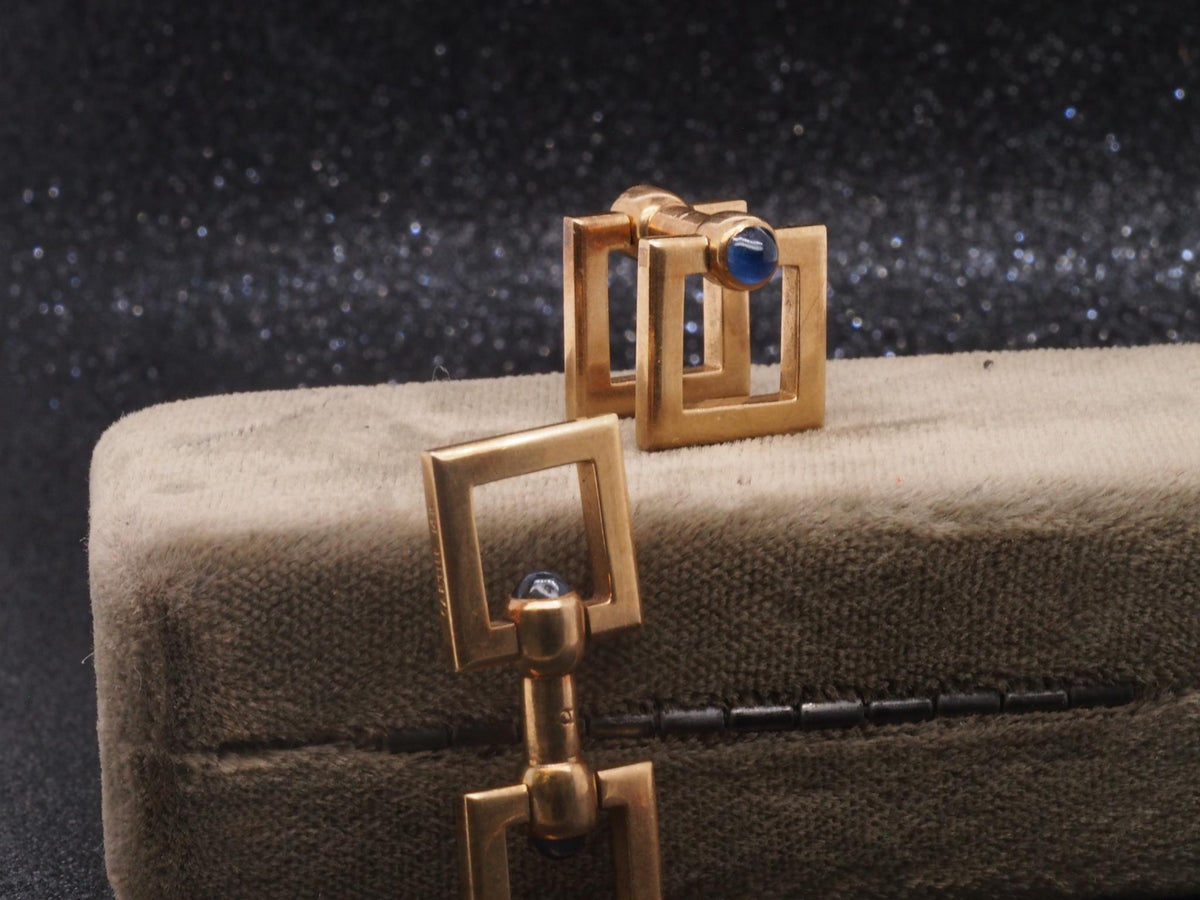 Estate 1930s 14K Yellow Gold CARTIER Cufflinks with Sapphires - VHK#716a
