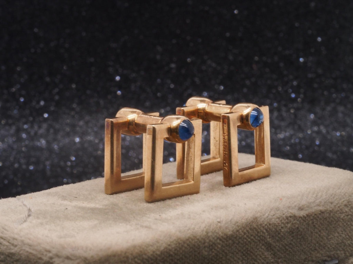 Estate 1930s 14K Yellow Gold CARTIER Cufflinks with Sapphires - VHK#716a