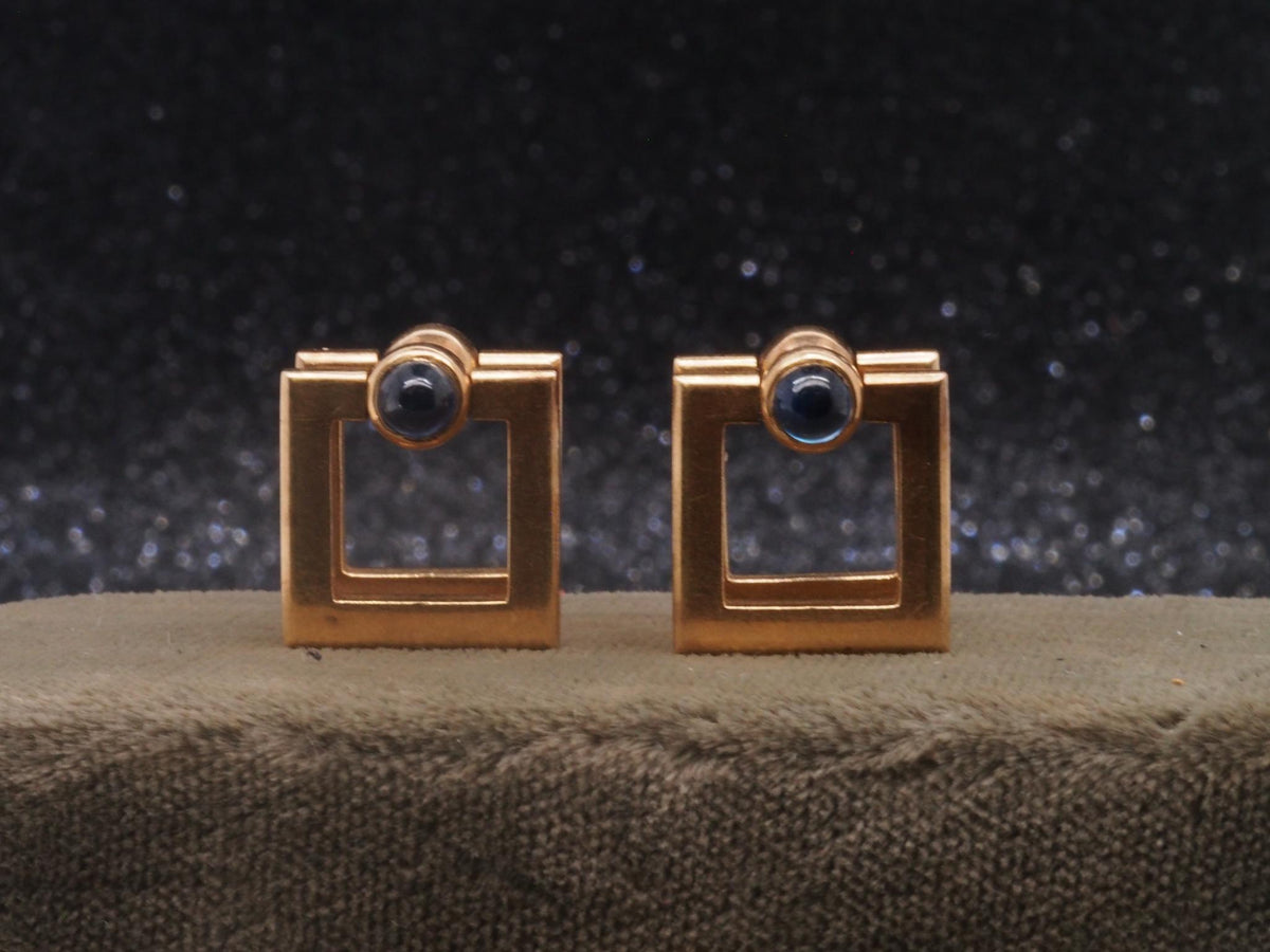 Estate 1930s 14K Yellow Gold CARTIER Cufflinks with Sapphires - VHK#716a