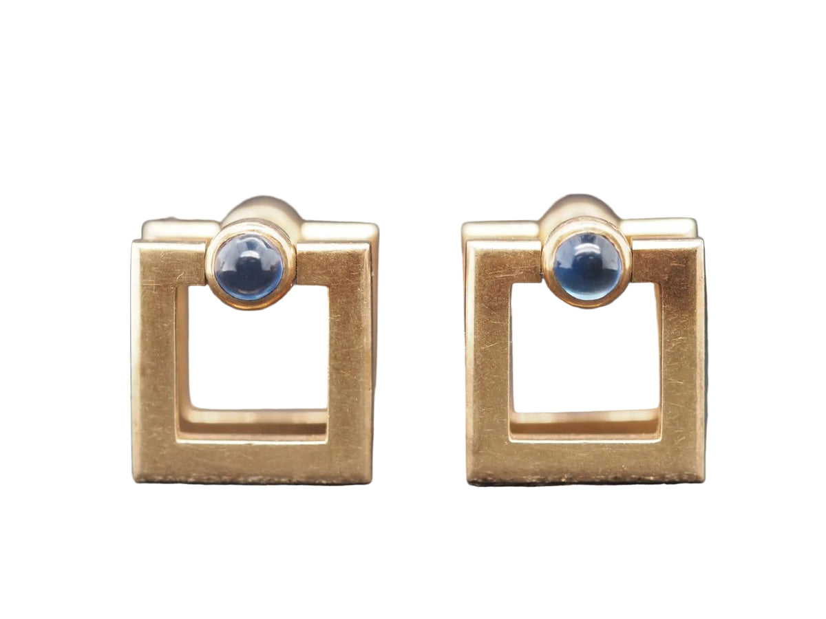 Estate 1930s 14K Yellow Gold CARTIER Cufflinks with Sapphires - VHK#716a