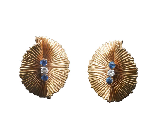 Estate Vintage 1970s Tiffany & Co Sapphire Diamond Earrings - VHK#602a