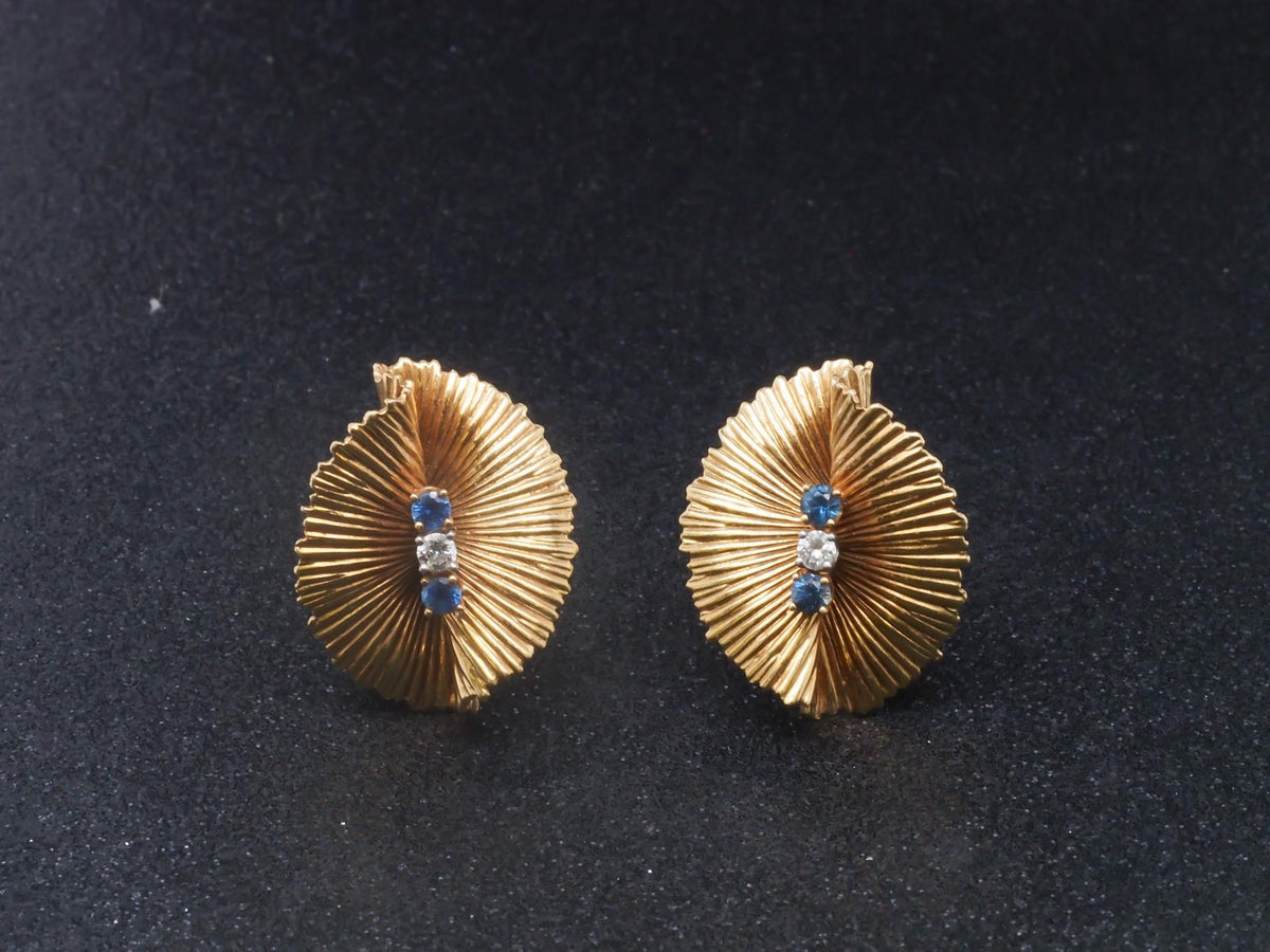 Estate Vintage 1970s Tiffany & Co Sapphire Diamond Earrings - VHK#602a