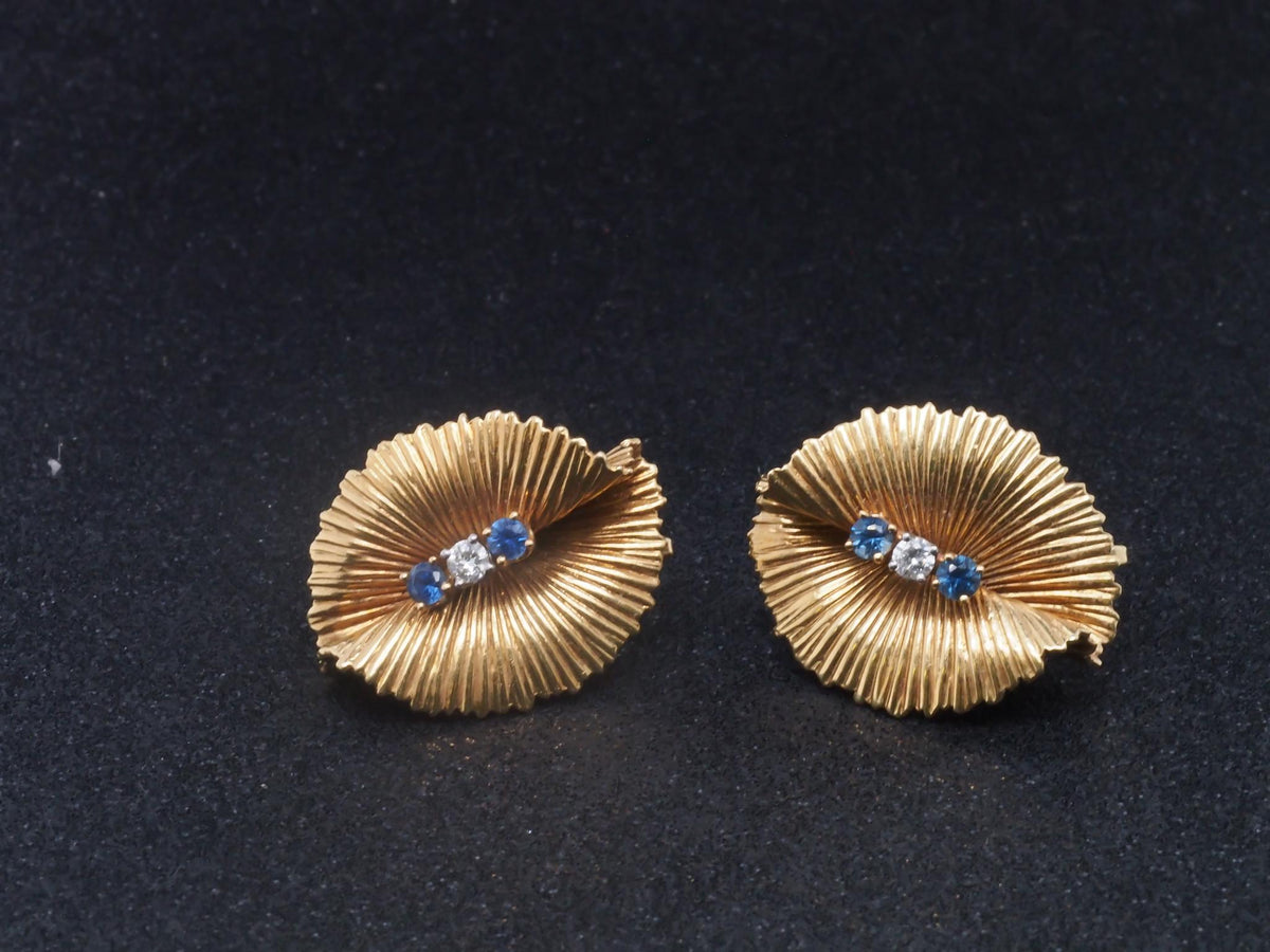 Estate Vintage 1970s Tiffany & Co Sapphire Diamond Earrings - VHK#602a