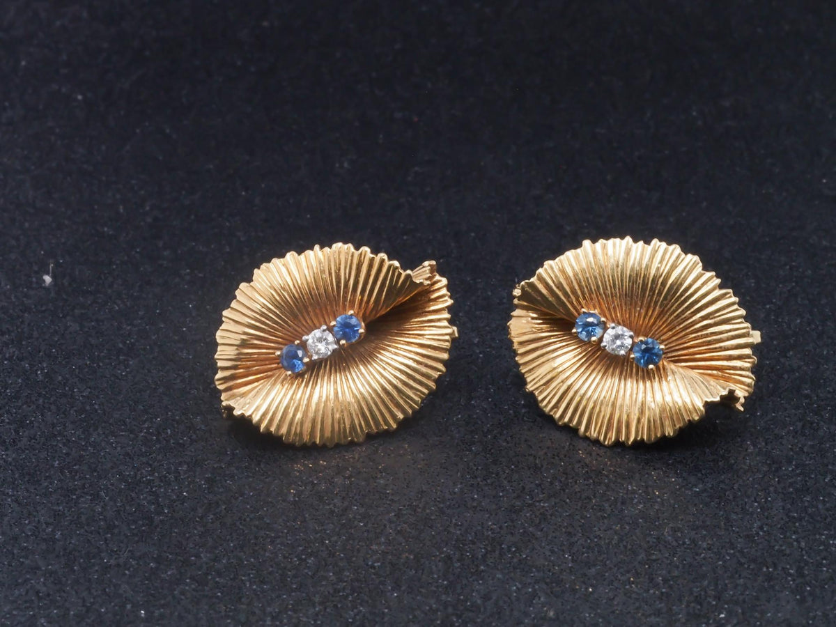 Estate Vintage 1970s Tiffany & Co Sapphire Diamond Earrings - VHK#602a
