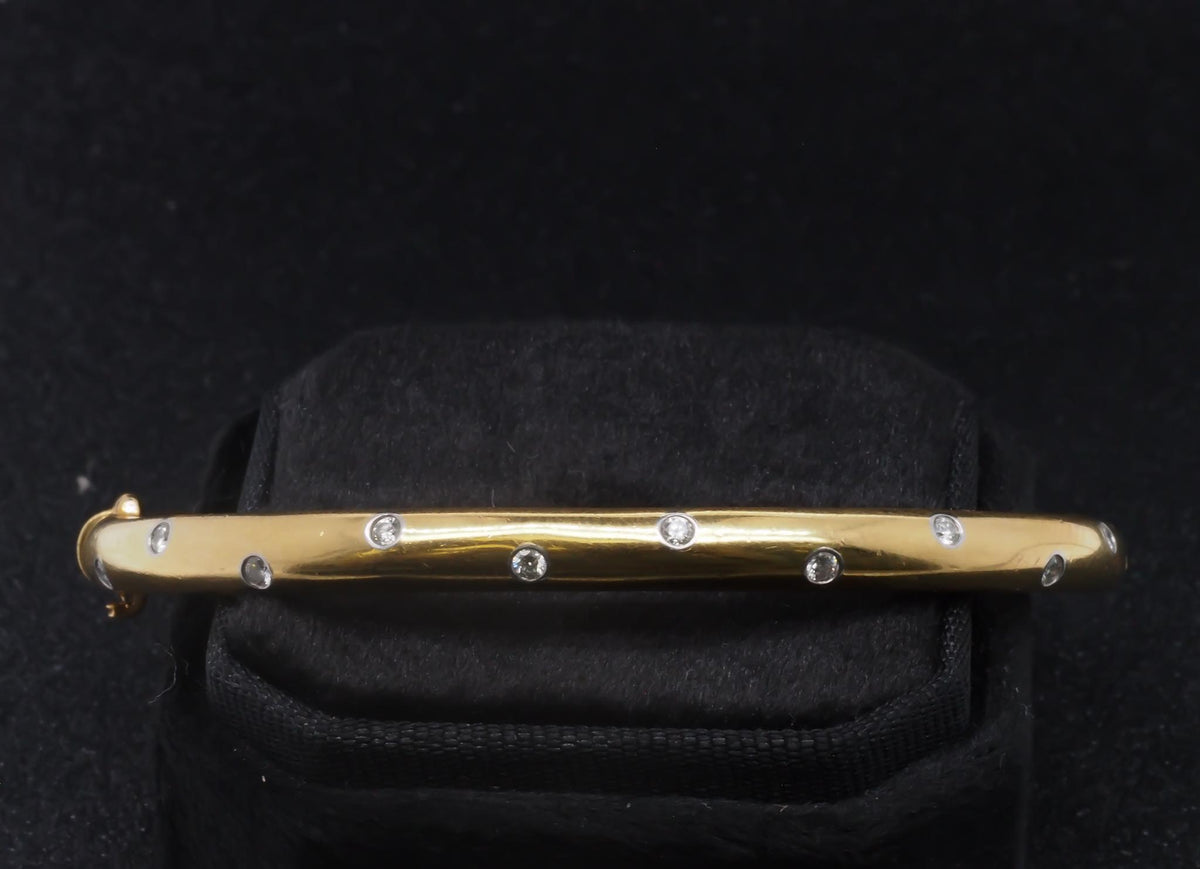 Vintage 18K Yellow Gold and Platinum Tiffany & Co Etoile Diamond Bangle - VHK#58