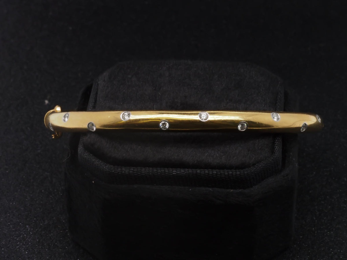 Vintage 18K Yellow Gold and Platinum Tiffany & Co Etoile Diamond Bangle - VHK#58
