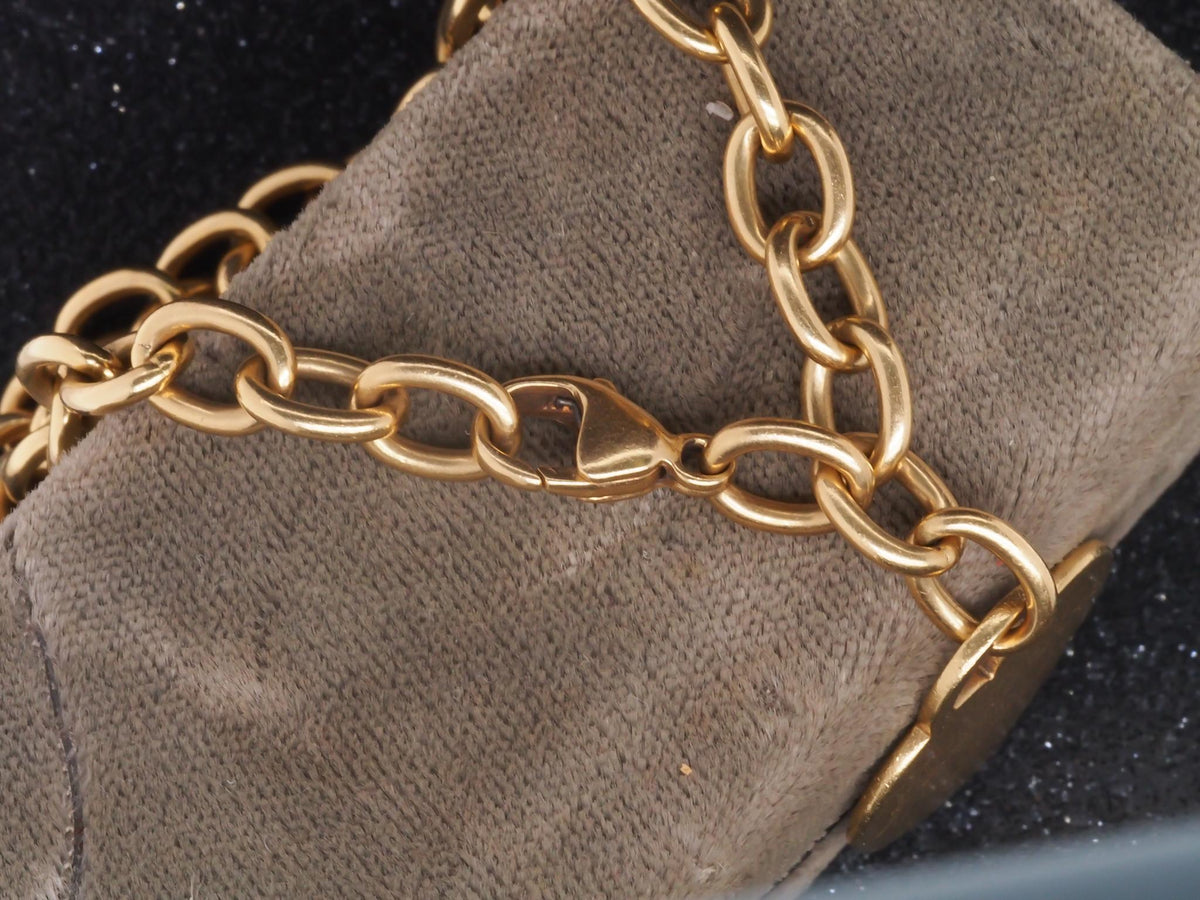 Estate Tiffany & Co. 18K Yellow Gold Heart Tag Link Bracelet - VHK#648b