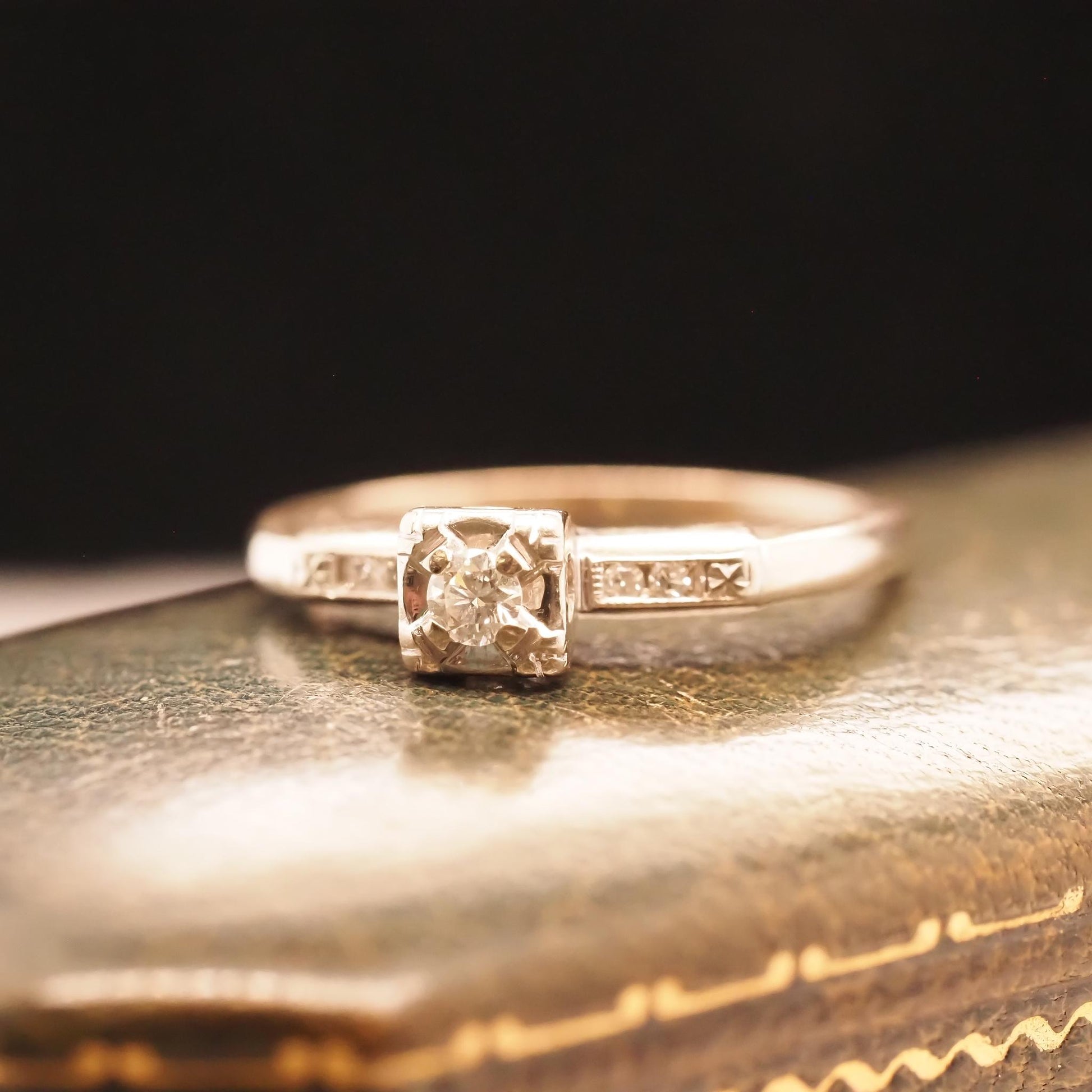 Circa 1940s 14K White Gold .15ct Diamond Engagement Ring - VHK#703