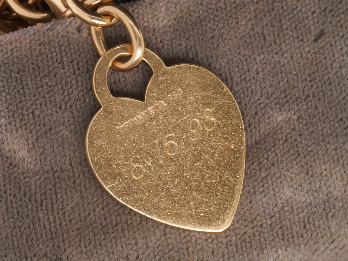 Estate Tiffany & Co. 18K Yellow Gold Heart Tag Link Bracelet - VHK#648b
