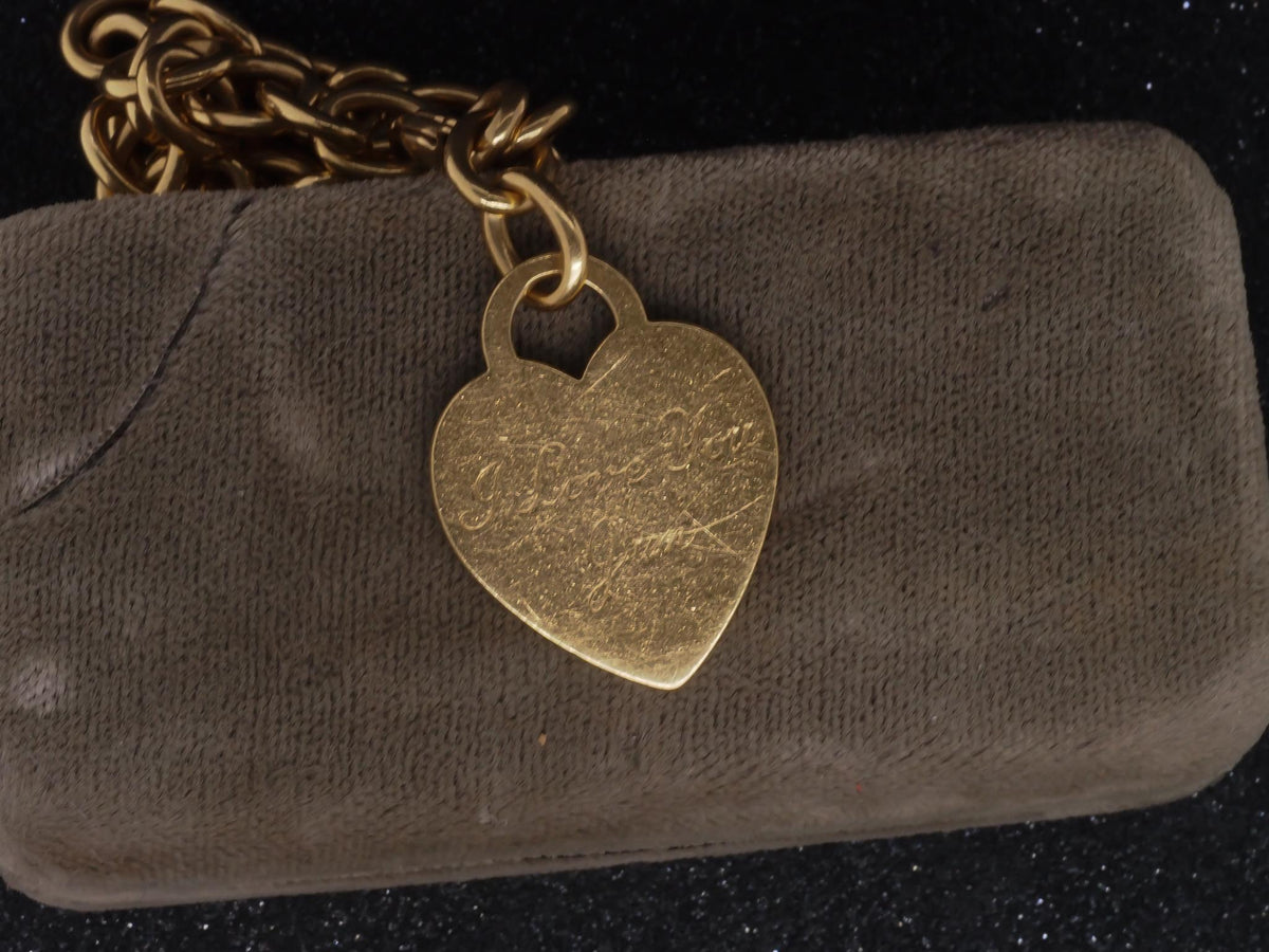 Estate Tiffany & Co. 18K Yellow Gold Heart Tag Link Bracelet - VHK#648b
