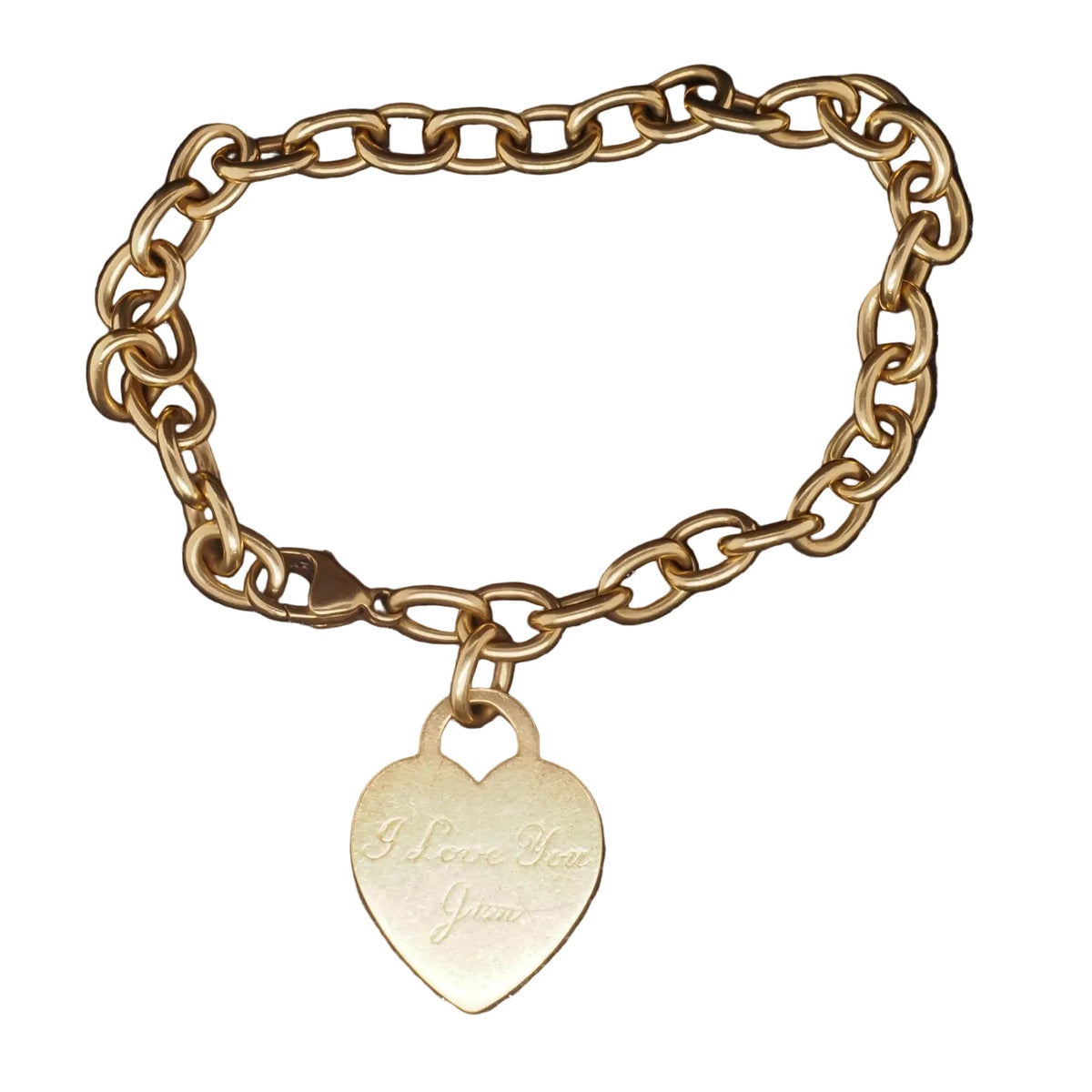 Estate Tiffany & Co. 18K Yellow Gold Heart Tag Link Bracelet - VHK#648b