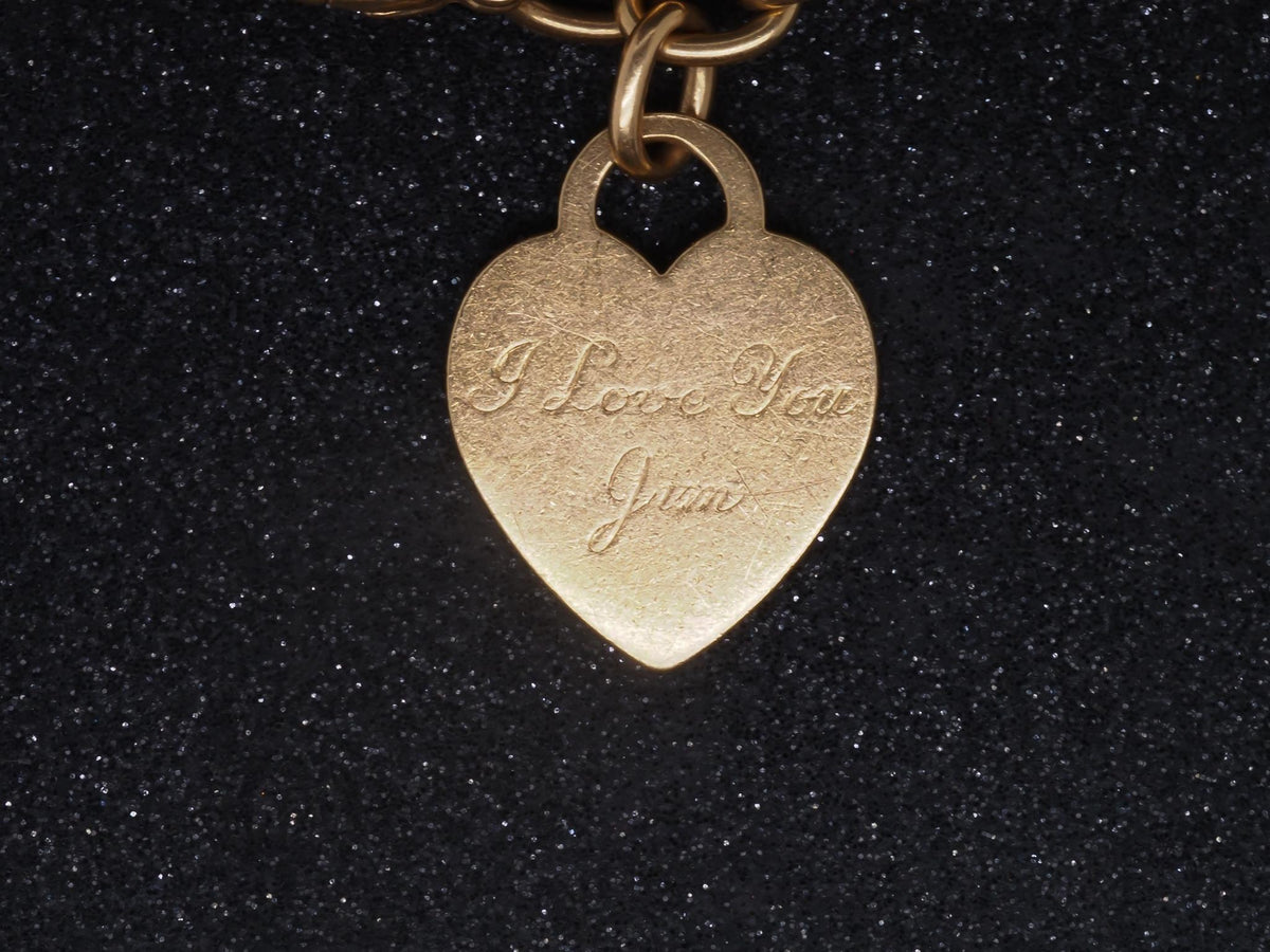 Estate Tiffany & Co. 18K Yellow Gold Heart Tag Link Bracelet - VHK#648b