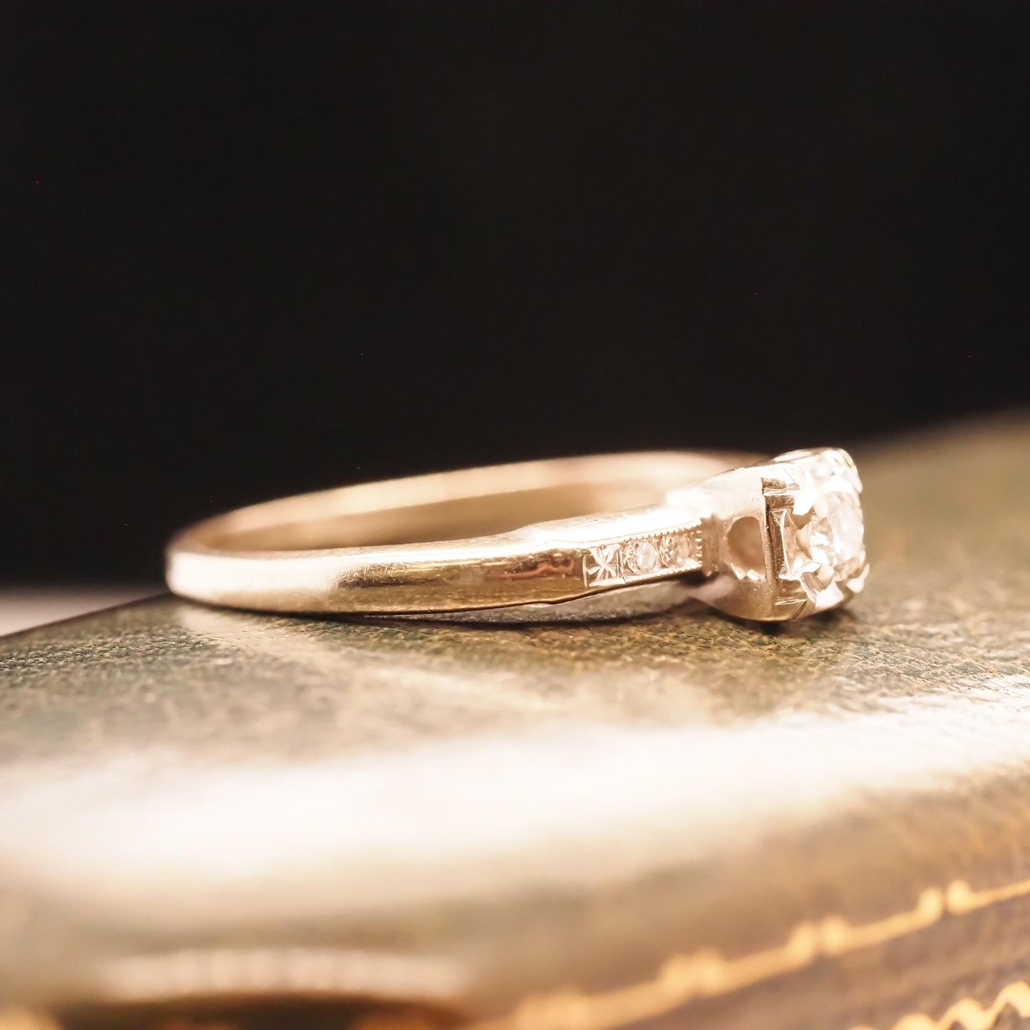 Circa 1940s 14K White Gold .15ct Diamond Engagement Ring - VHK#703