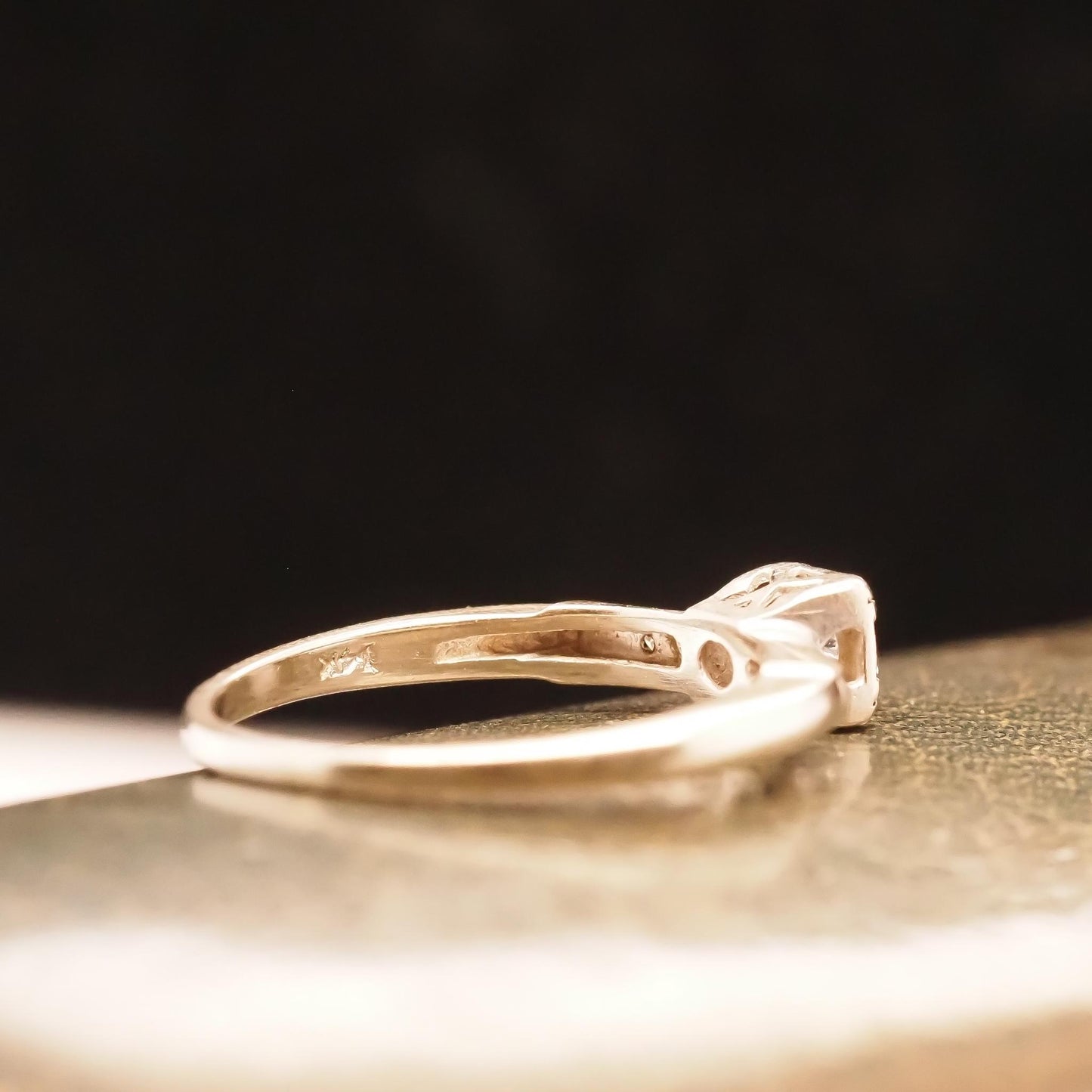 Circa 1940s 14K White Gold .15ct Diamond Engagement Ring - VHK#703