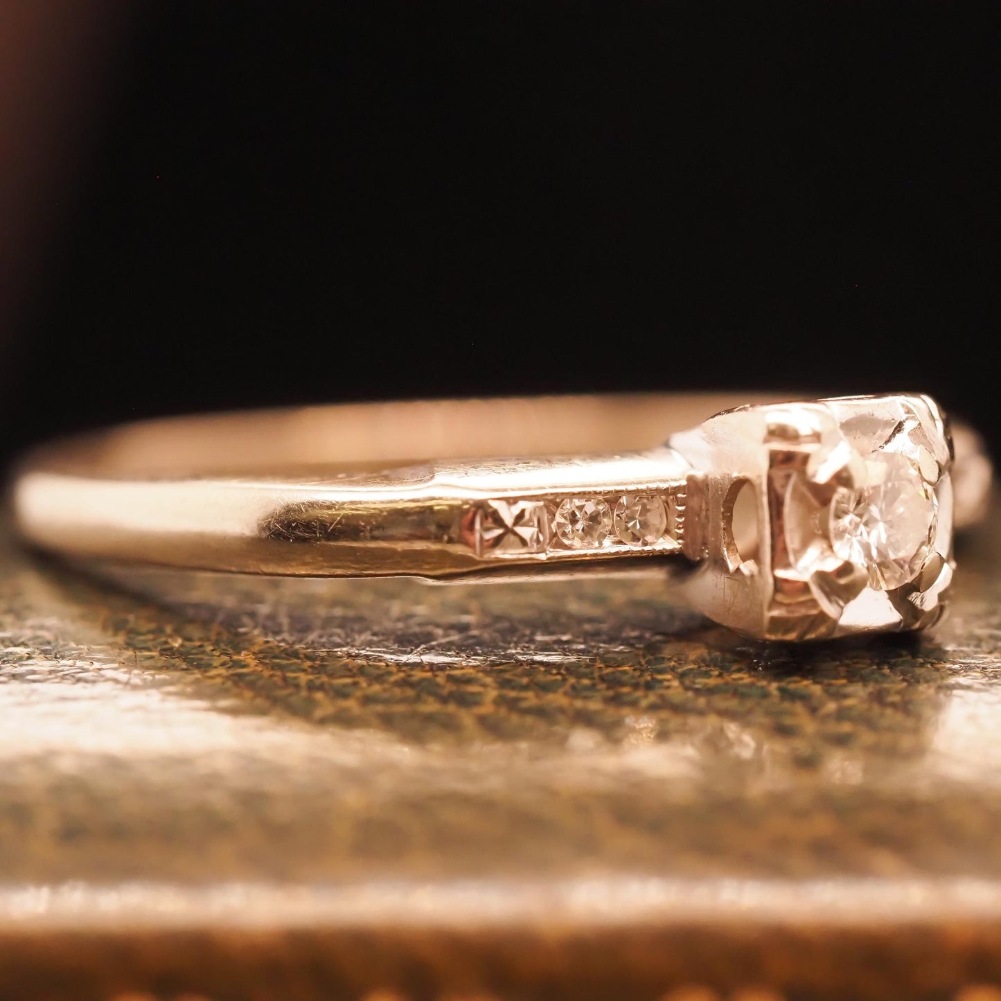 Circa 1940s 14K White Gold .15ct Diamond Engagement Ring - VHK#703