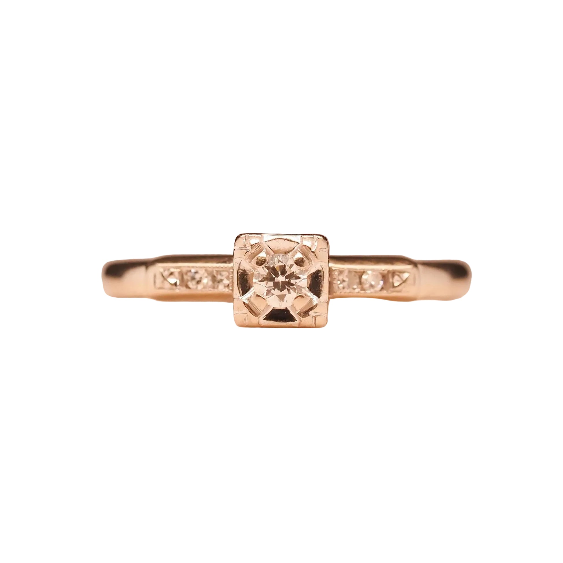 Circa 1940s 14K White Gold .15ct Diamond Engagement Ring - VHK#703