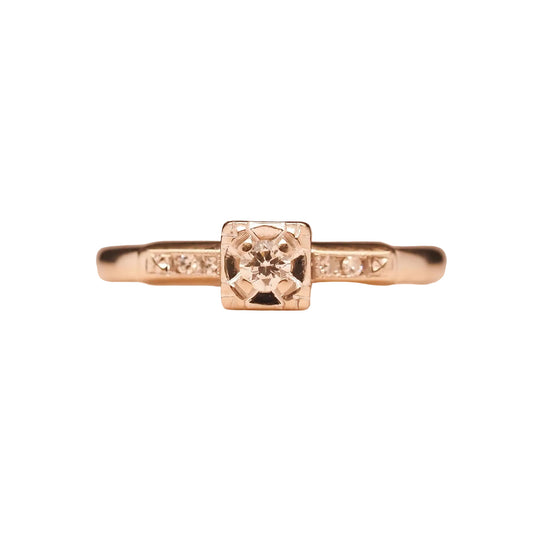 Circa 1940s 14K White Gold .15ct Diamond Engagement Ring - VHK#703