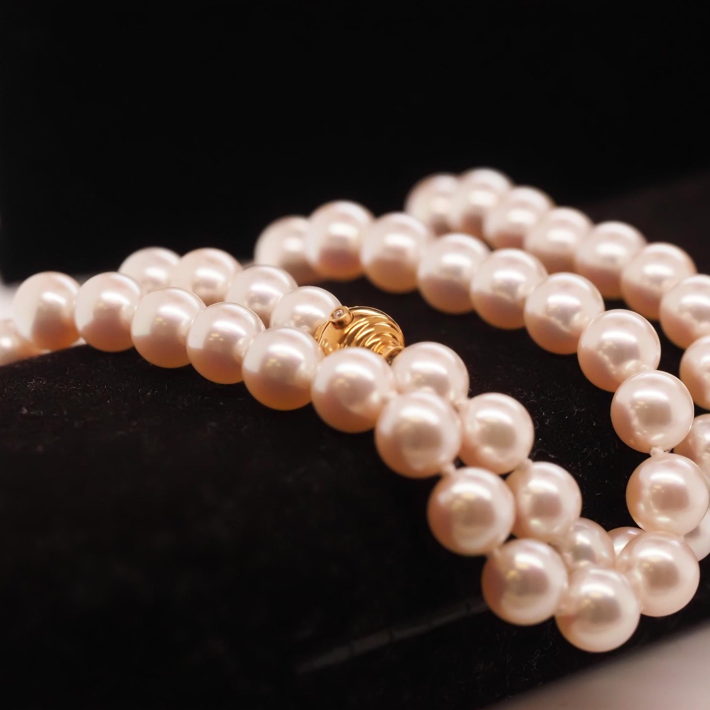 18K Yellow Gold and Diamond Regal Elegance 7.4mm Pearl Necklace - VHK#704