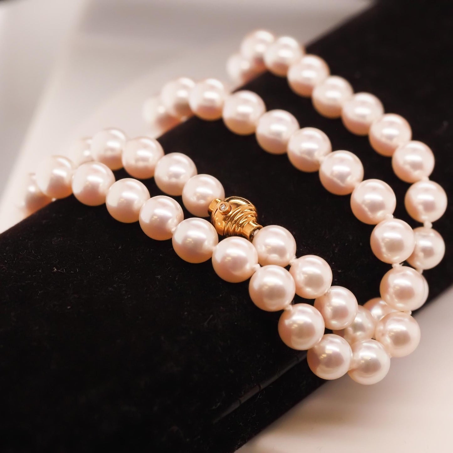 18K Yellow Gold and Diamond Regal Elegance 7.4mm Pearl Necklace - VHK#704