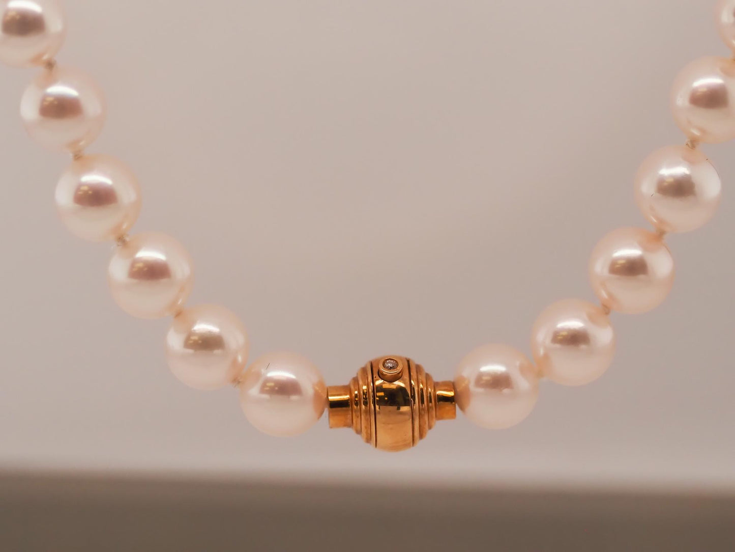 18K Yellow Gold and Diamond Regal Elegance 7.4mm Pearl Necklace - VHK#704