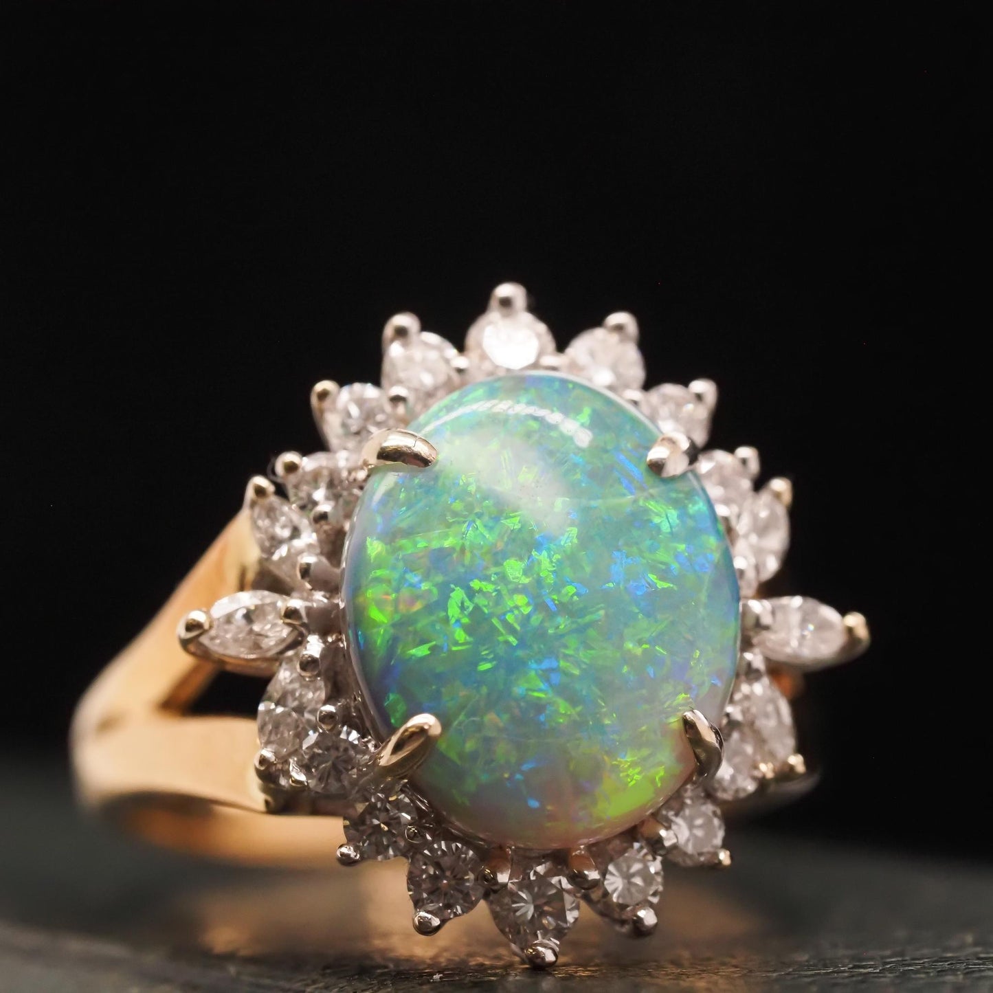18K Yellow Gold Australian Opal and Diamond Ring - VHK#693