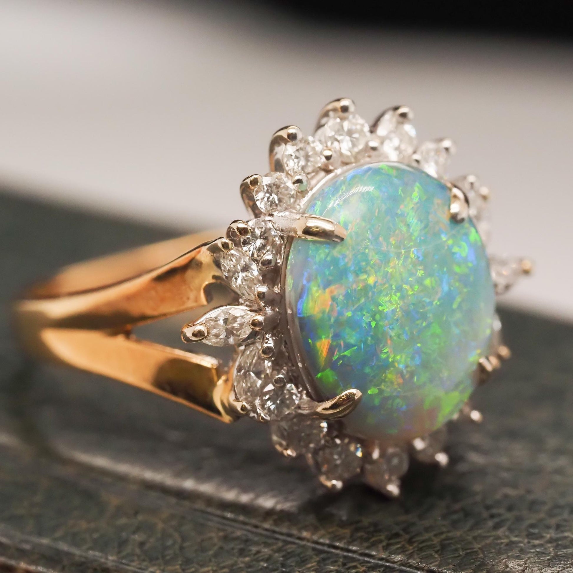 18K Yellow Gold Australian Opal and Diamond Ring - VHK#693