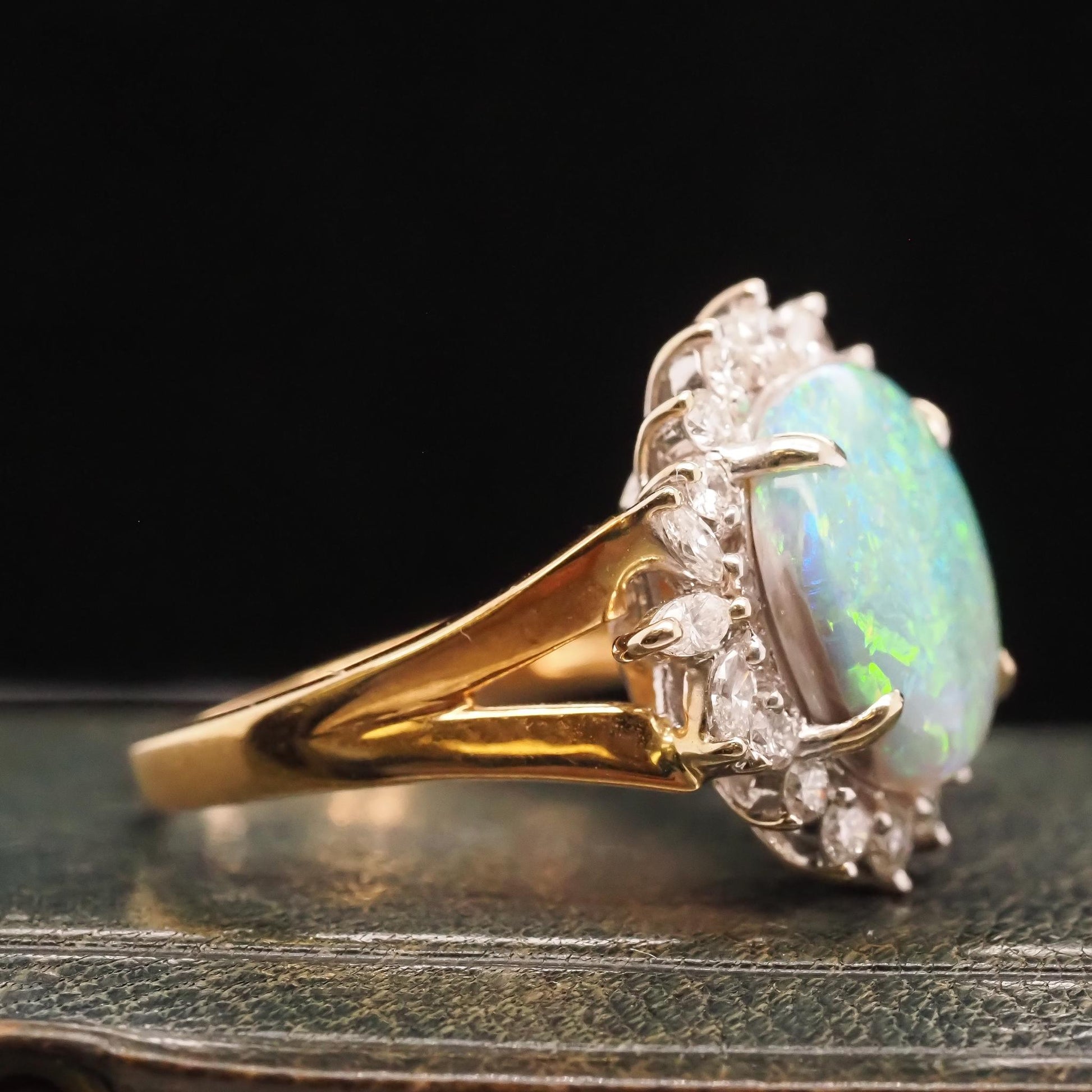 18K Yellow Gold Australian Opal and Diamond Ring - VHK#693