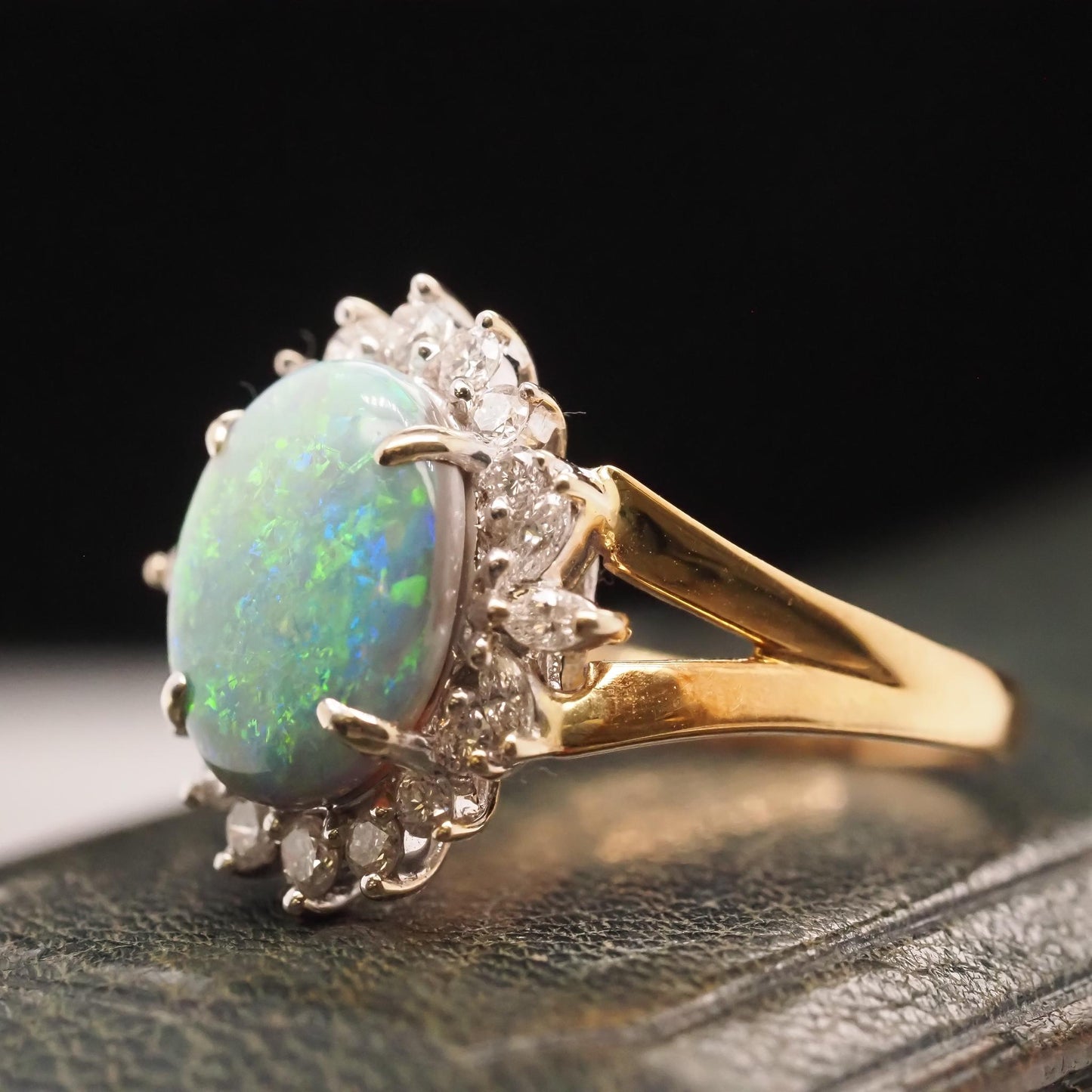 18K Yellow Gold Australian Opal and Diamond Ring - VHK#693