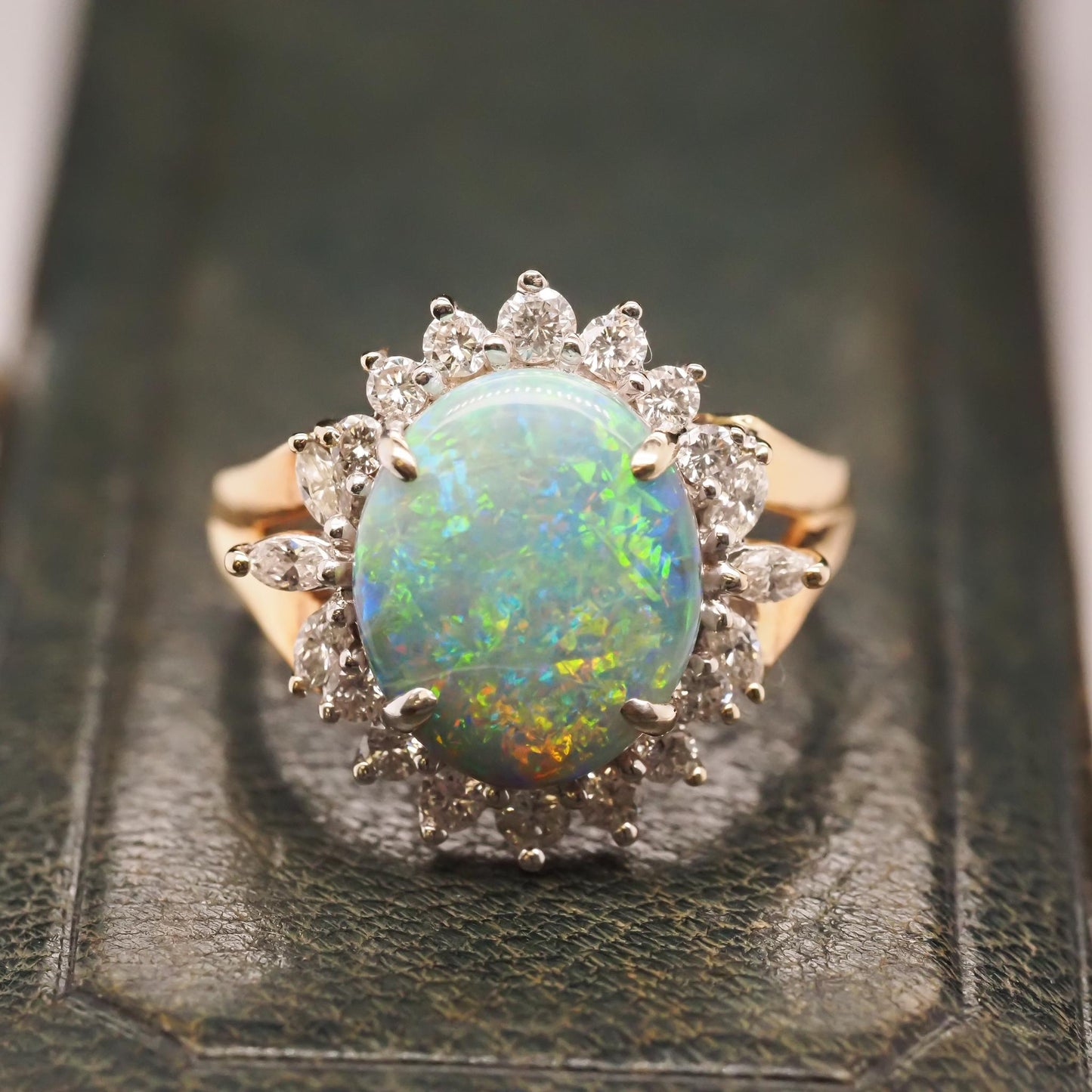 18K Yellow Gold Australian Opal and Diamond Ring - VHK#693