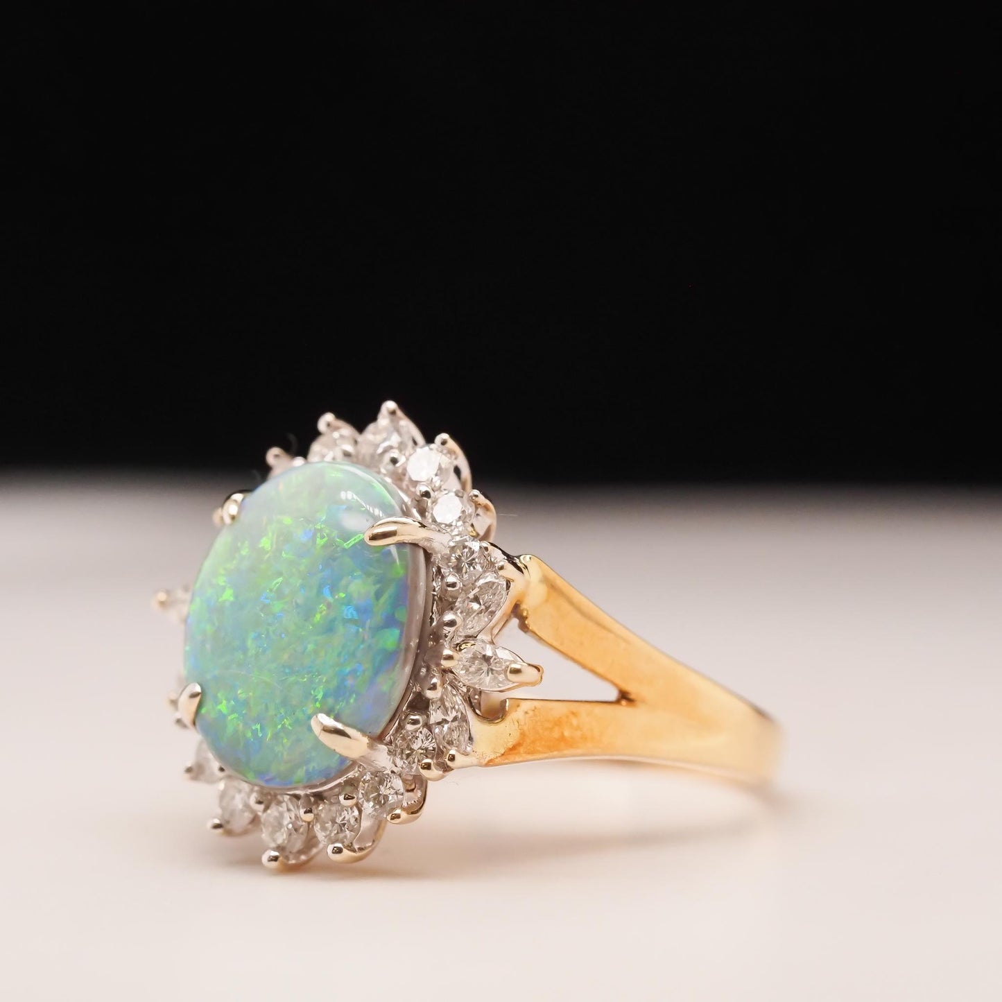 18K Yellow Gold Australian Opal and Diamond Ring - VHK#693