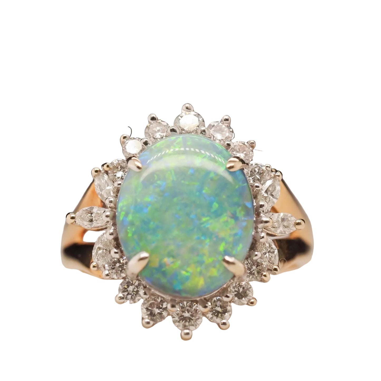 18K Yellow Gold Australian Opal and Diamond Ring - VHK#693