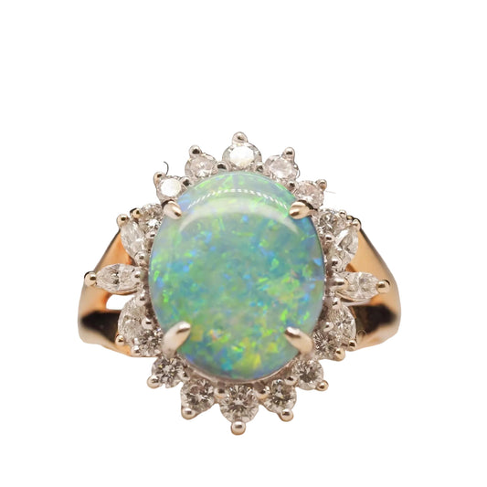 18K Yellow Gold Australian Opal and Diamond Ring - VHK#693