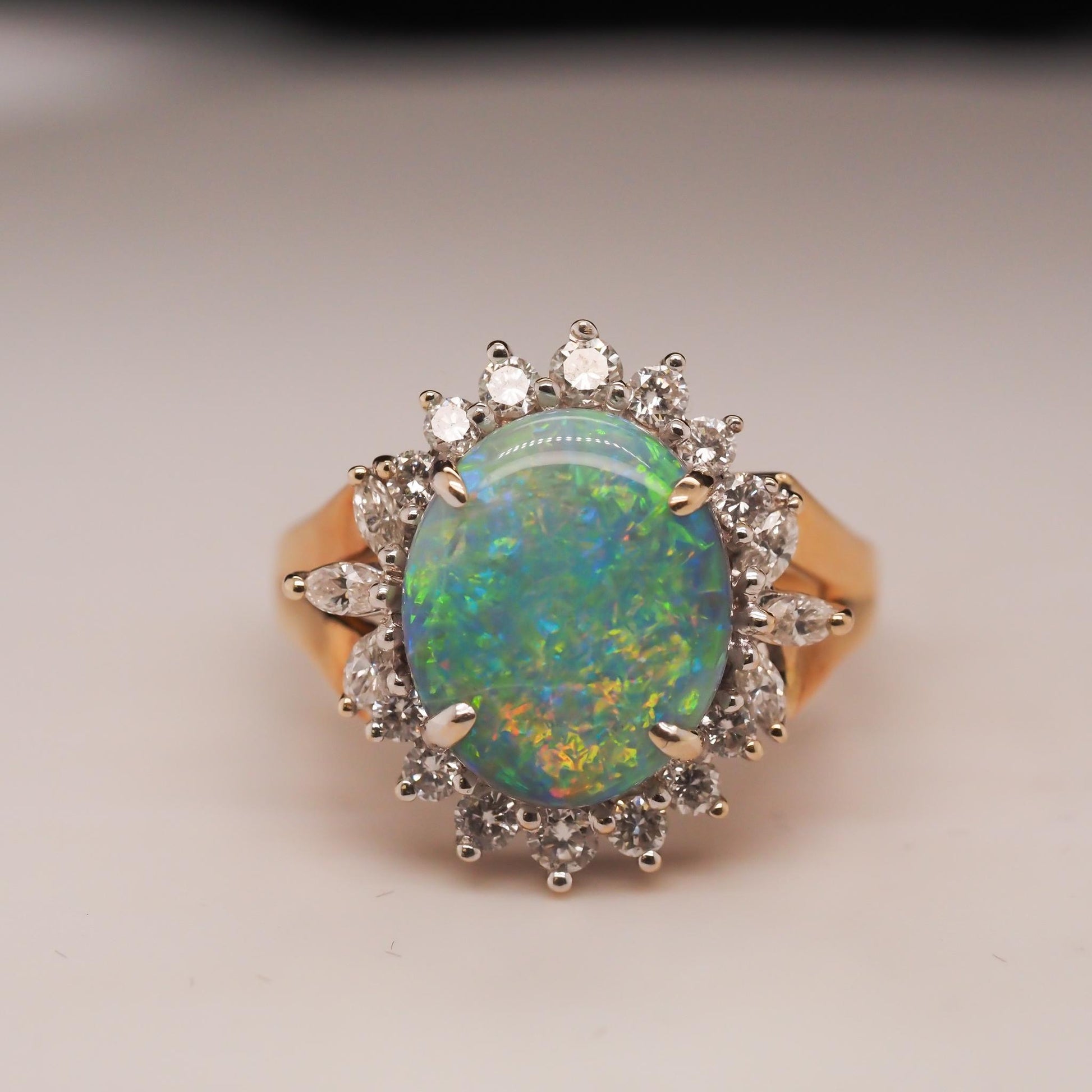 18K Yellow Gold Australian Opal and Diamond Ring - VHK#693