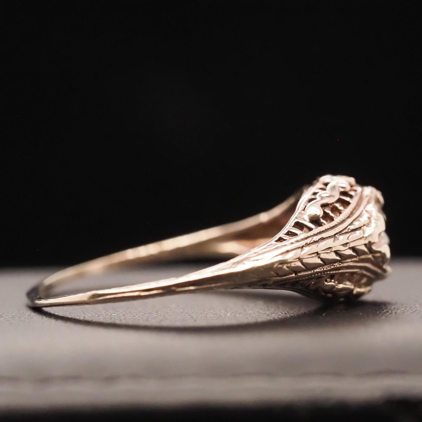 Circa 1940s 14K White Gold Filigree .40ct Old European Brilliant Engagement Ring