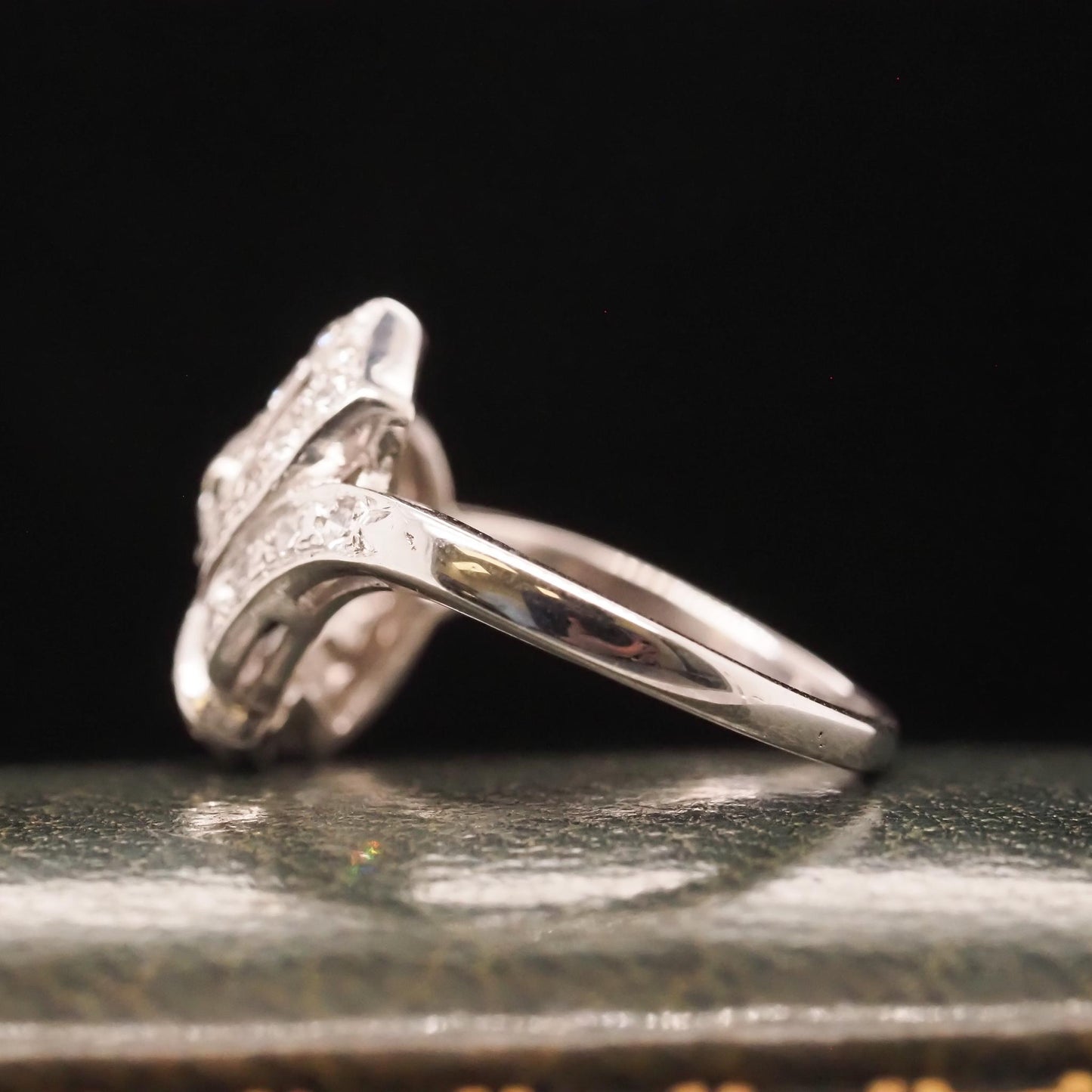 Circa 1950s 14K White Gold Diamond Swirl Cocktail Ring - VHK#695