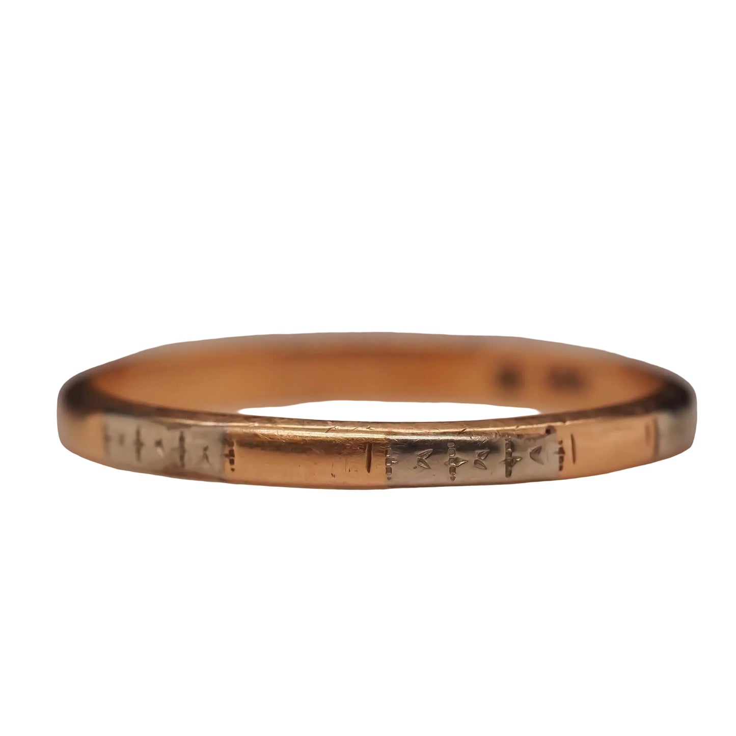 Circa 1920s Two Tone 14K Gold Wedding Band - VHK#706