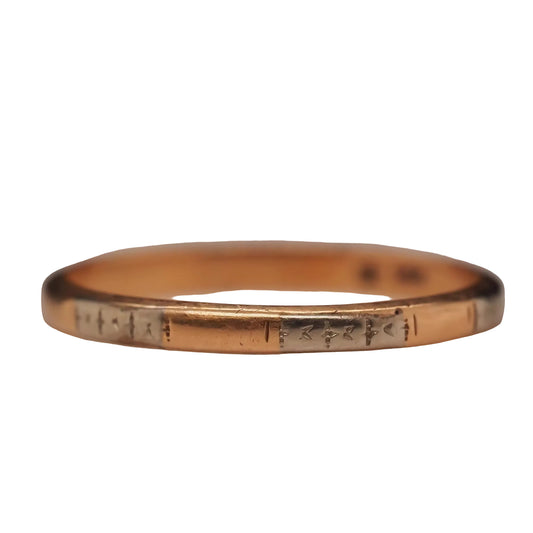 Circa 1920s Two Tone 14K Gold Wedding Band - VHK#706