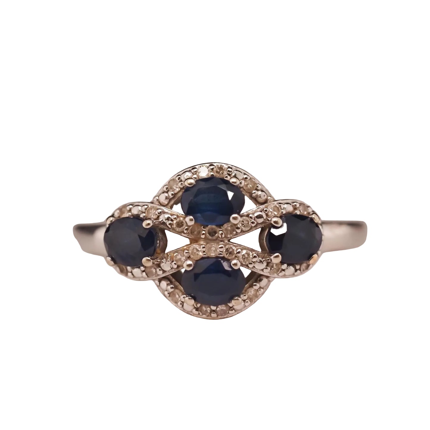 14K White Gold Diamond and Sapphire Ring - VHK#709