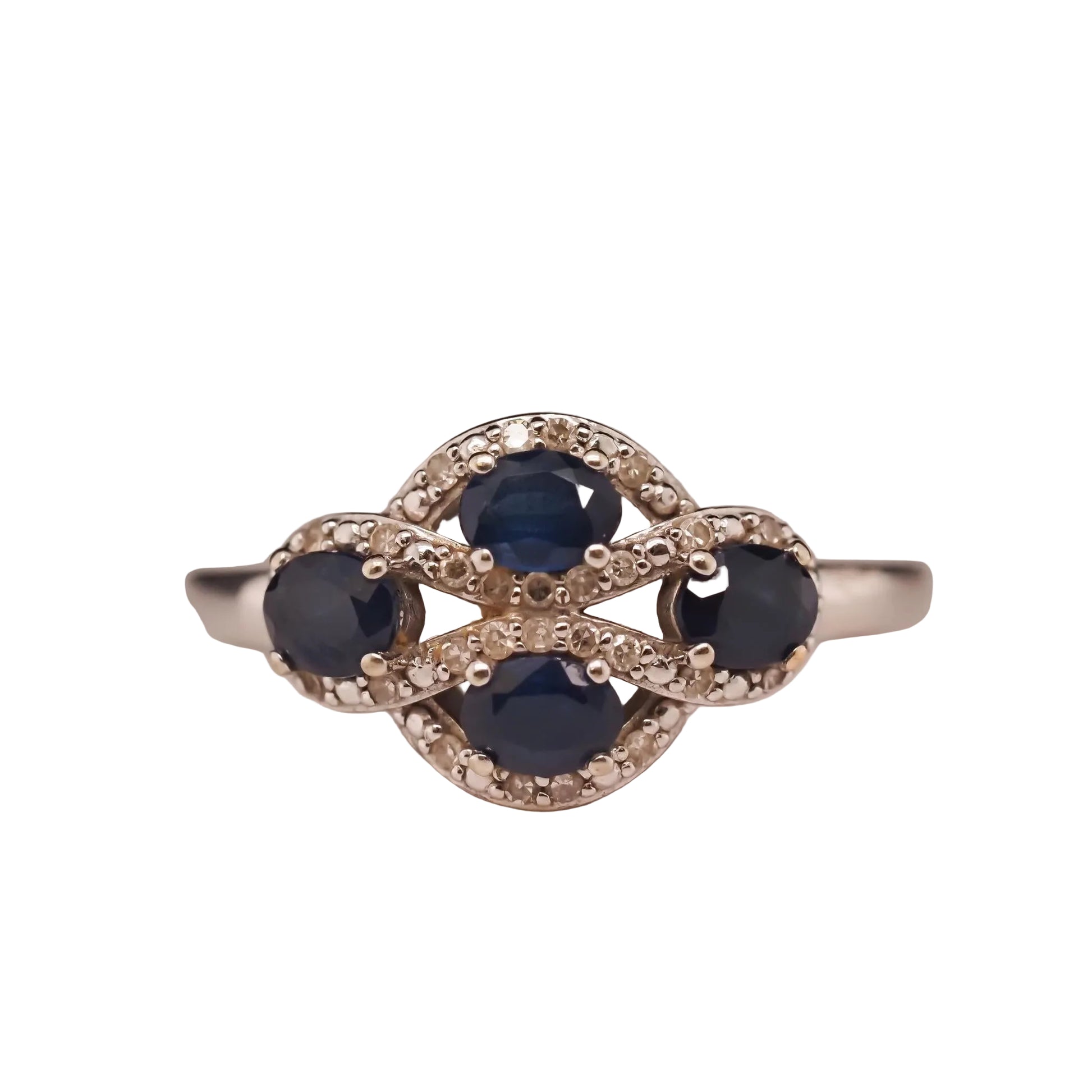 14K White Gold Diamond and Sapphire Ring - VHK#709