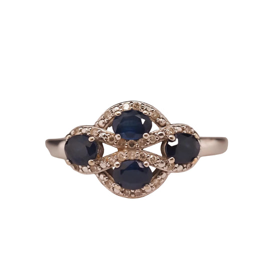 14K White Gold Diamond and Sapphire Ring - VHK#709