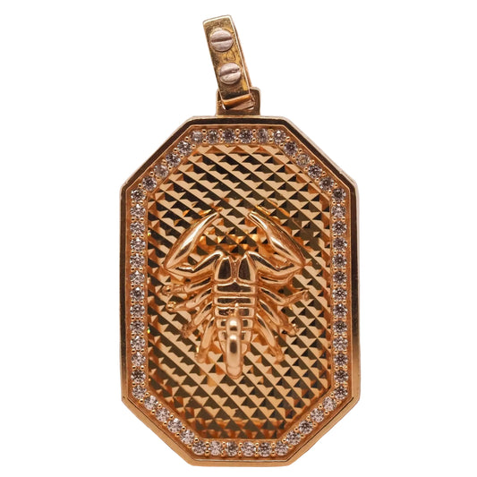 14K Yellow Gold Scorpion Diamond Pendant - VHK#711