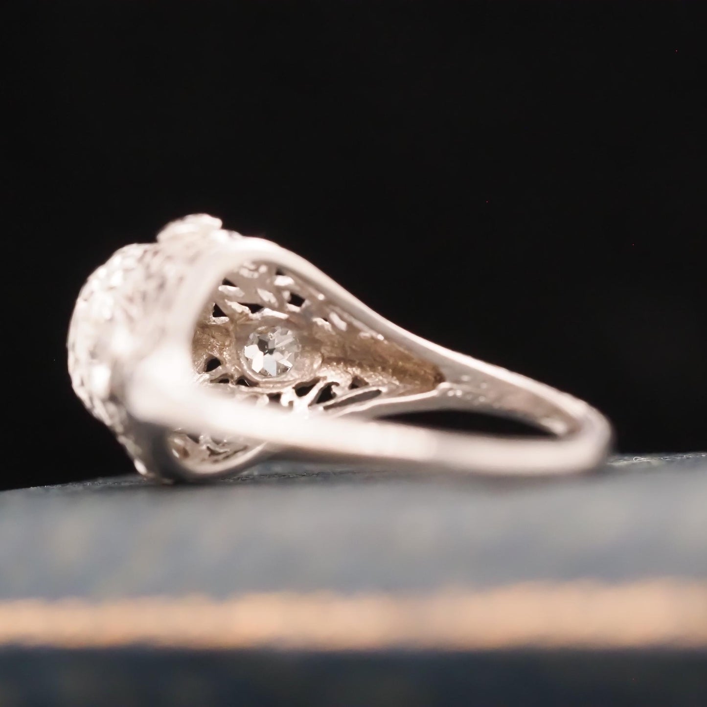 Platinum Edwardian 1922 Engraved Art Deco .55ct Old European Diamond Engagement