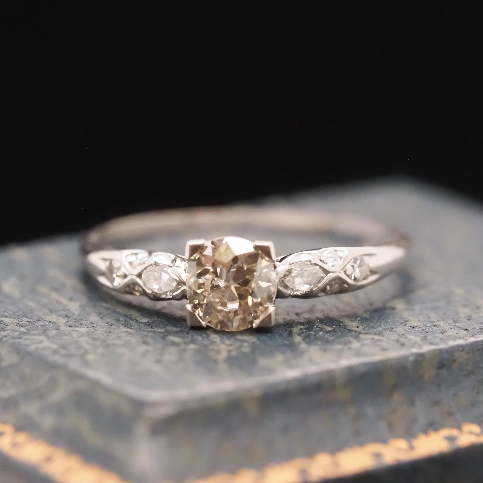 Circa 1920s Platinum Art Deco .60ct Old European Engagement Ring - VHK#723