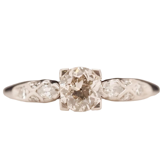 Circa 1920s Platinum Art Deco .60ct Old European Engagement Ring - VHK#723