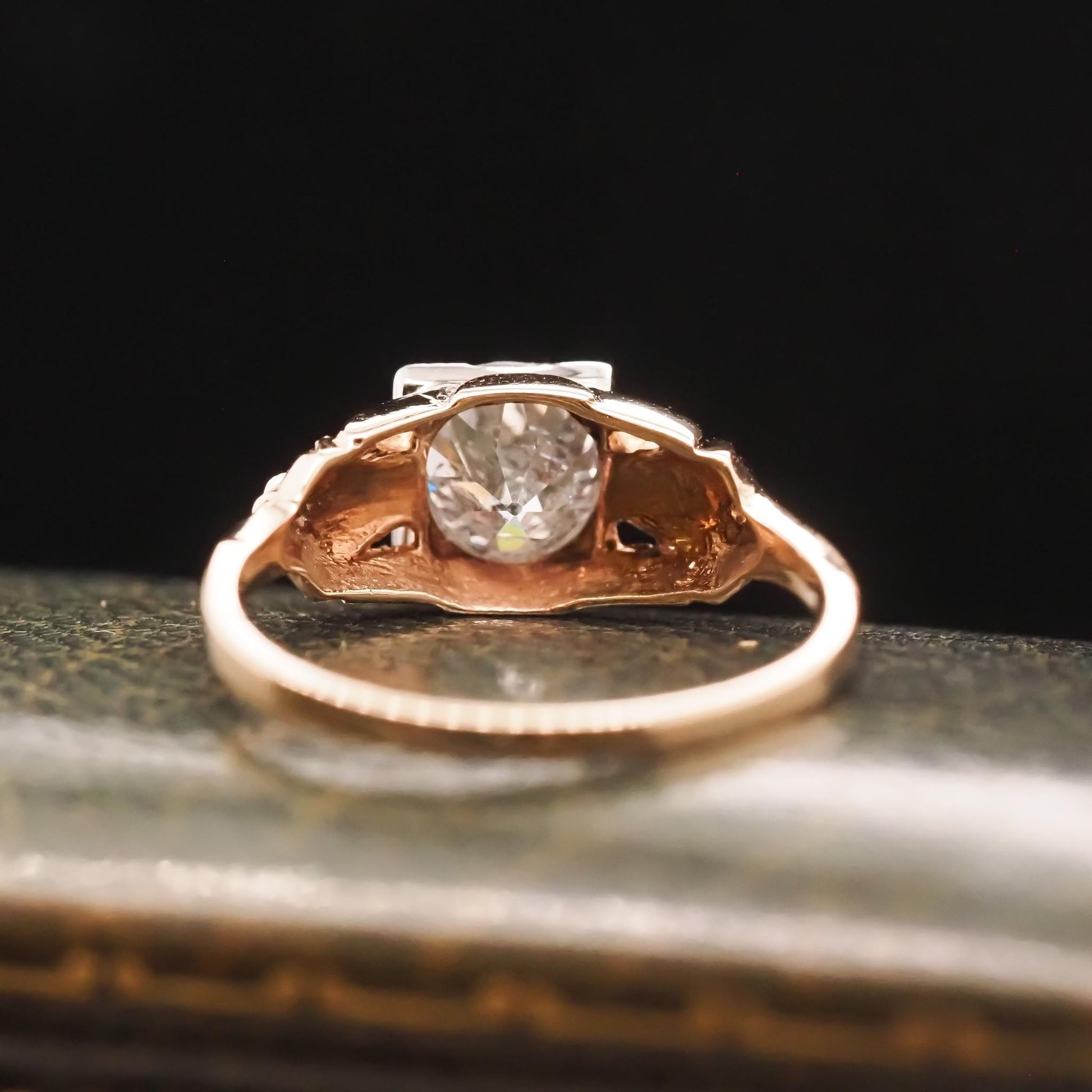 Circa 1900 14K Yellow Gold Edwardian 1.08ct Old European Diamond Engagement Ring