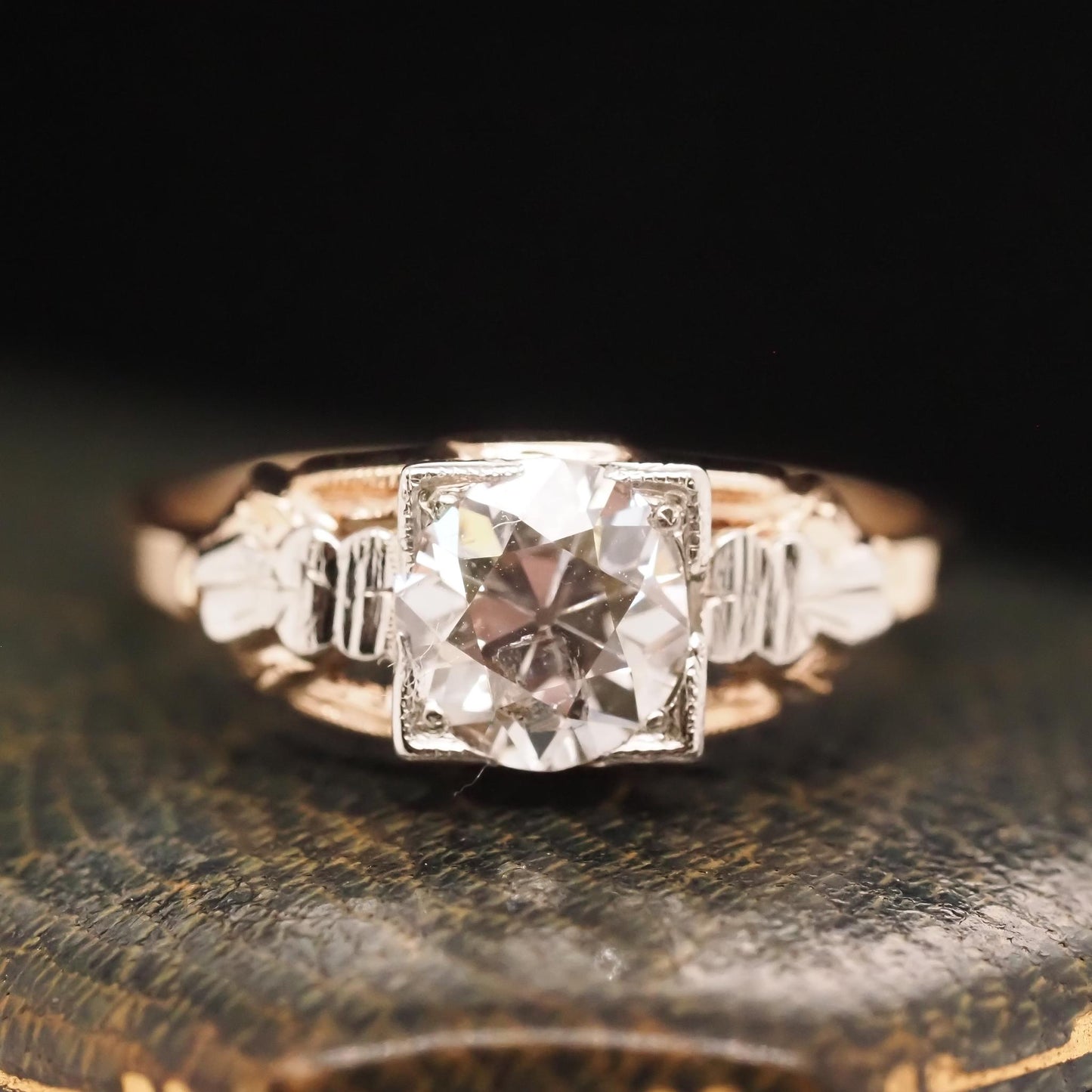 Circa 1900 14K Yellow Gold Edwardian 1.08ct Old European Diamond Engagement Ring