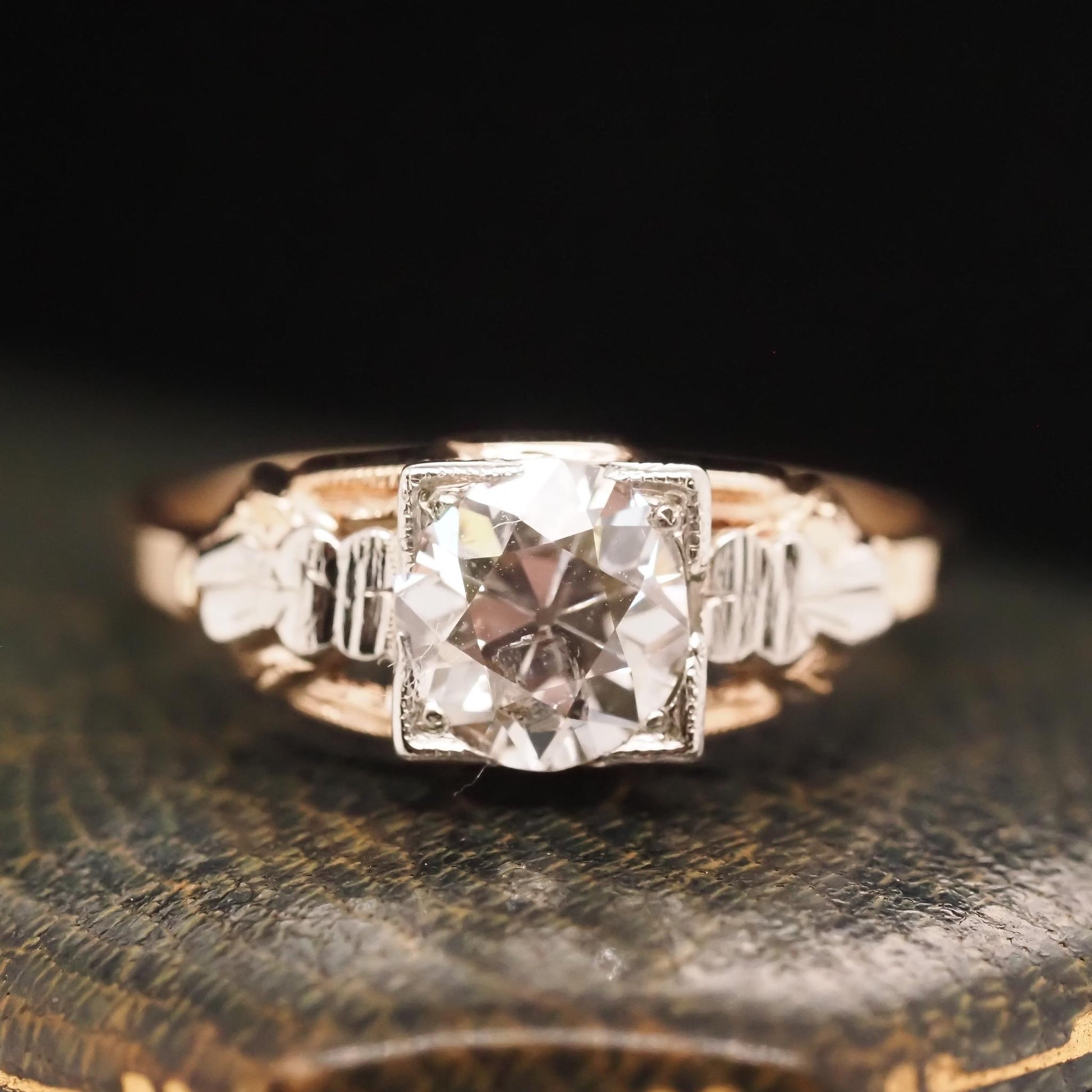 Circa 1900 14K Yellow Gold Edwardian 1.08ct Old European Diamond Engagement Ring